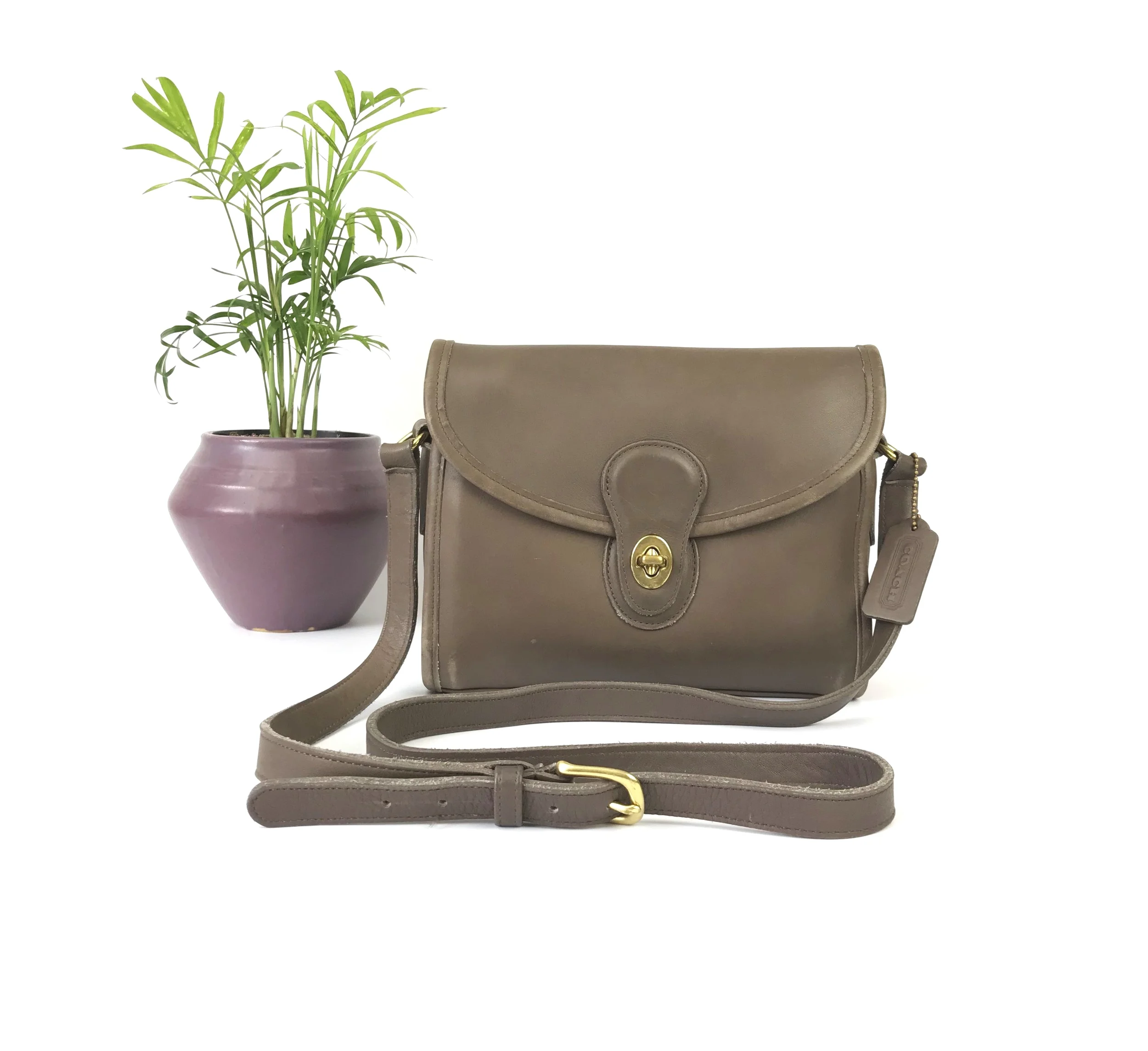 Vintage Coach Taupe Devon Messenger Bag — portmanteau new york