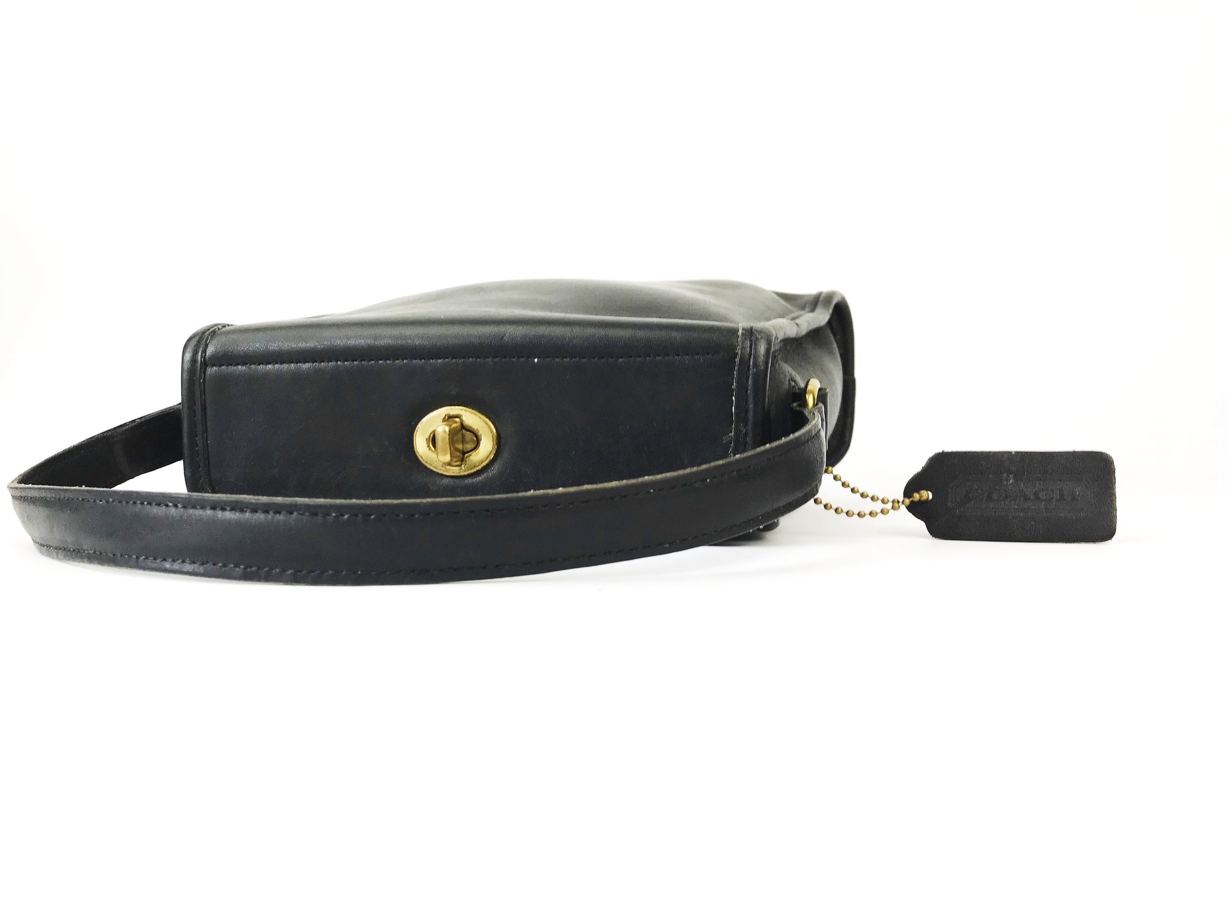 Vintage Classic Coach Pattern H0971-43265 Black Satin & Leather Evening  Clutch