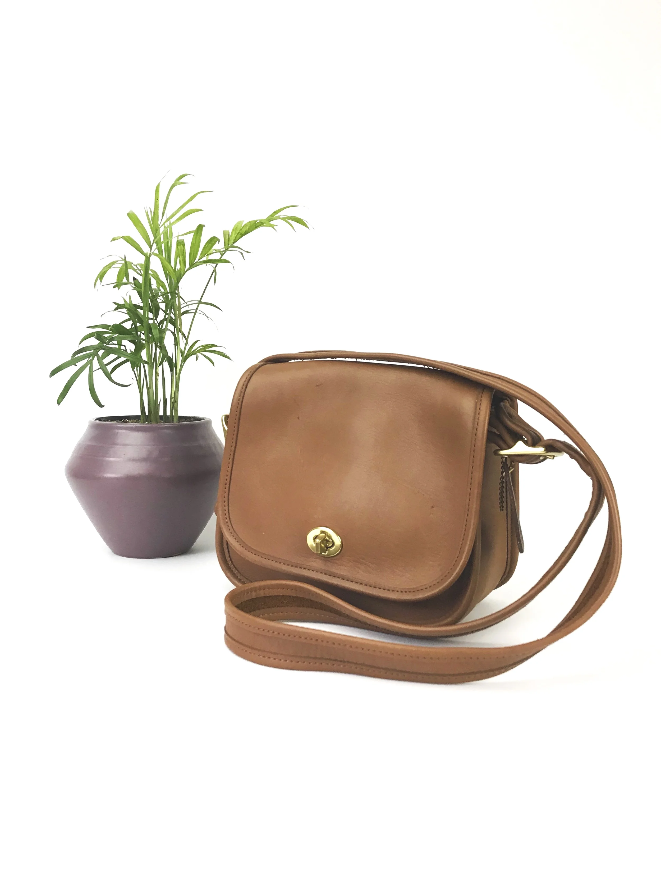 Vintage Coach Cognac Legacy Trail Saddle Bag