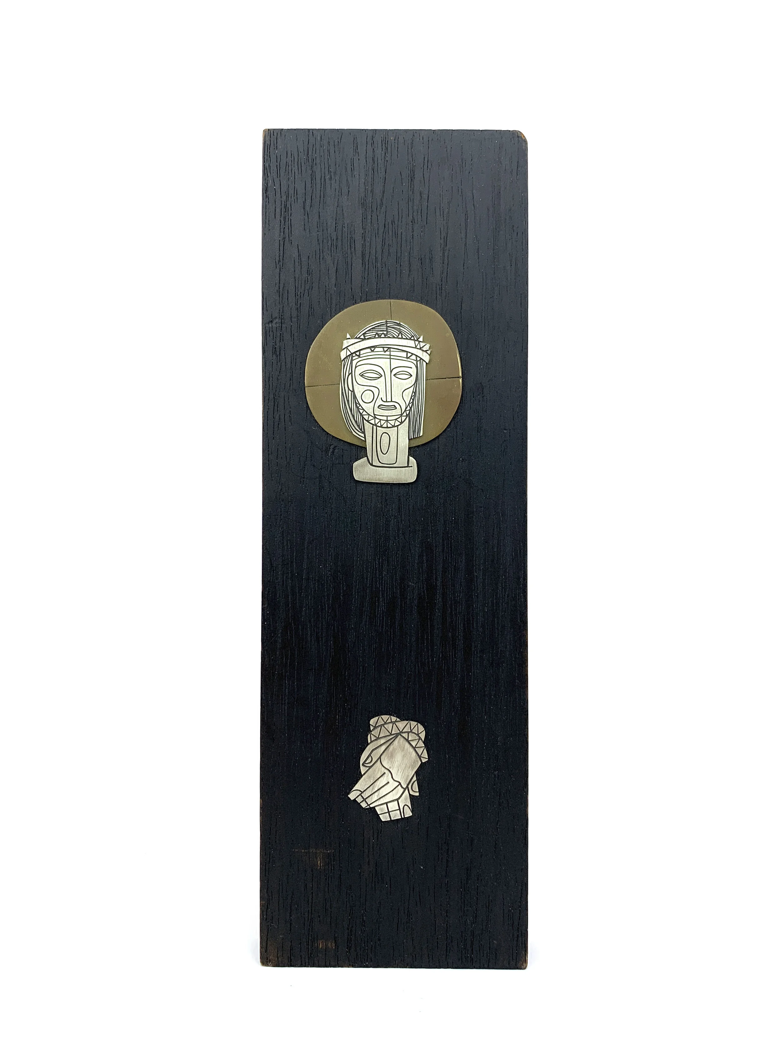 1960s Talleres Monasticos Mexico Sterling Silver &amp; Wood Plaque 