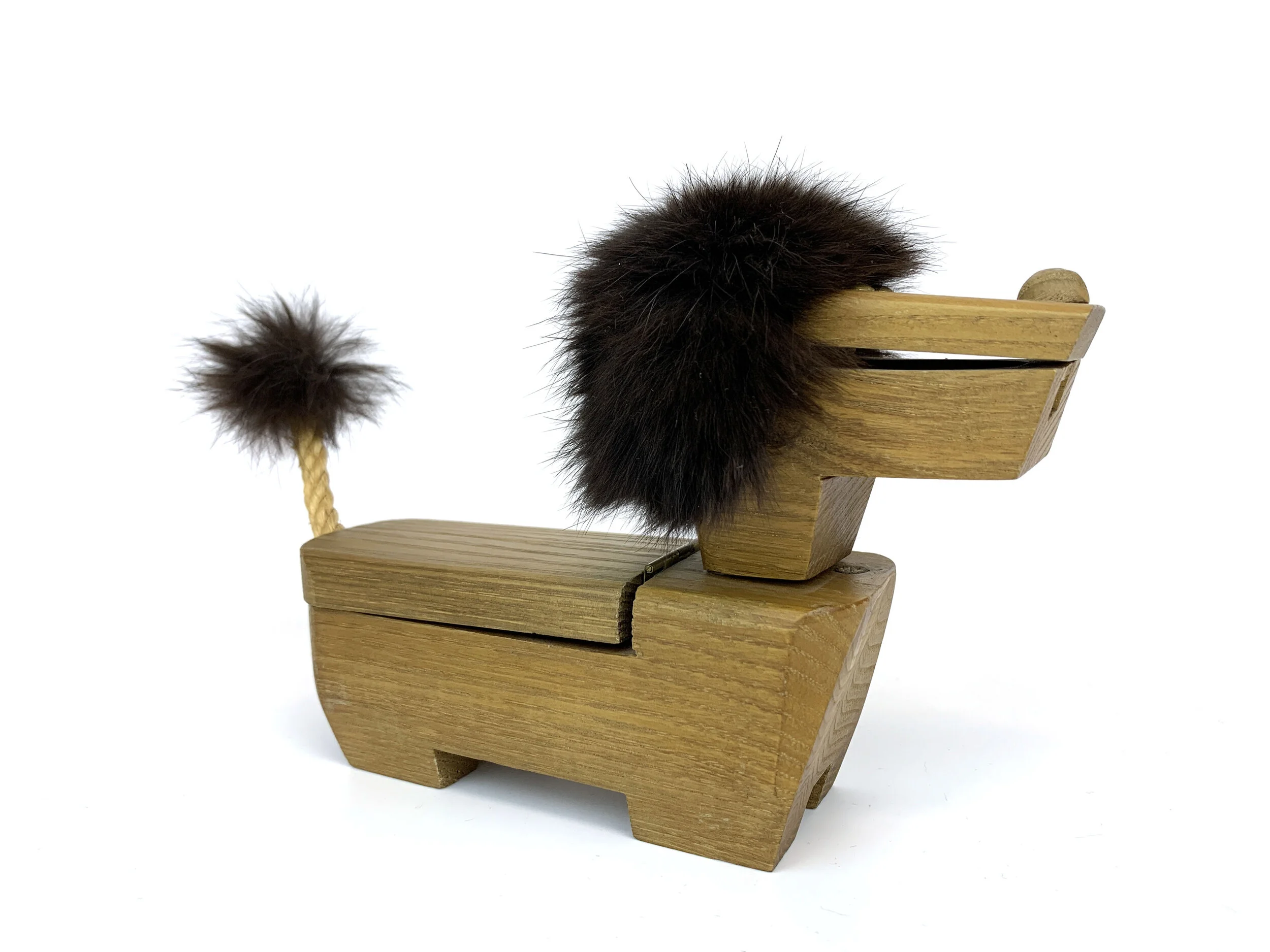 Rare Mid-Century J.V. Orel "Lion" Wooden Figurine from the "Zoo Line" Collection, made in Japan by Swank circa 1950s-1960s