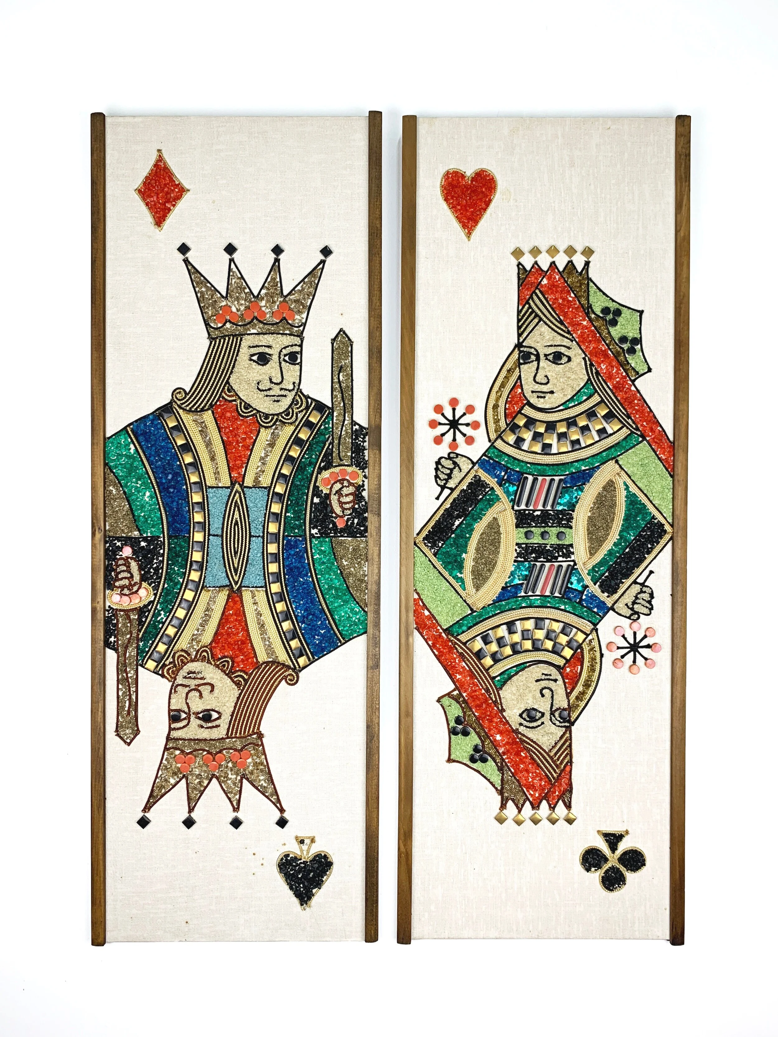 Vintage 1970s King + Queen Gravel Art Wall Panels