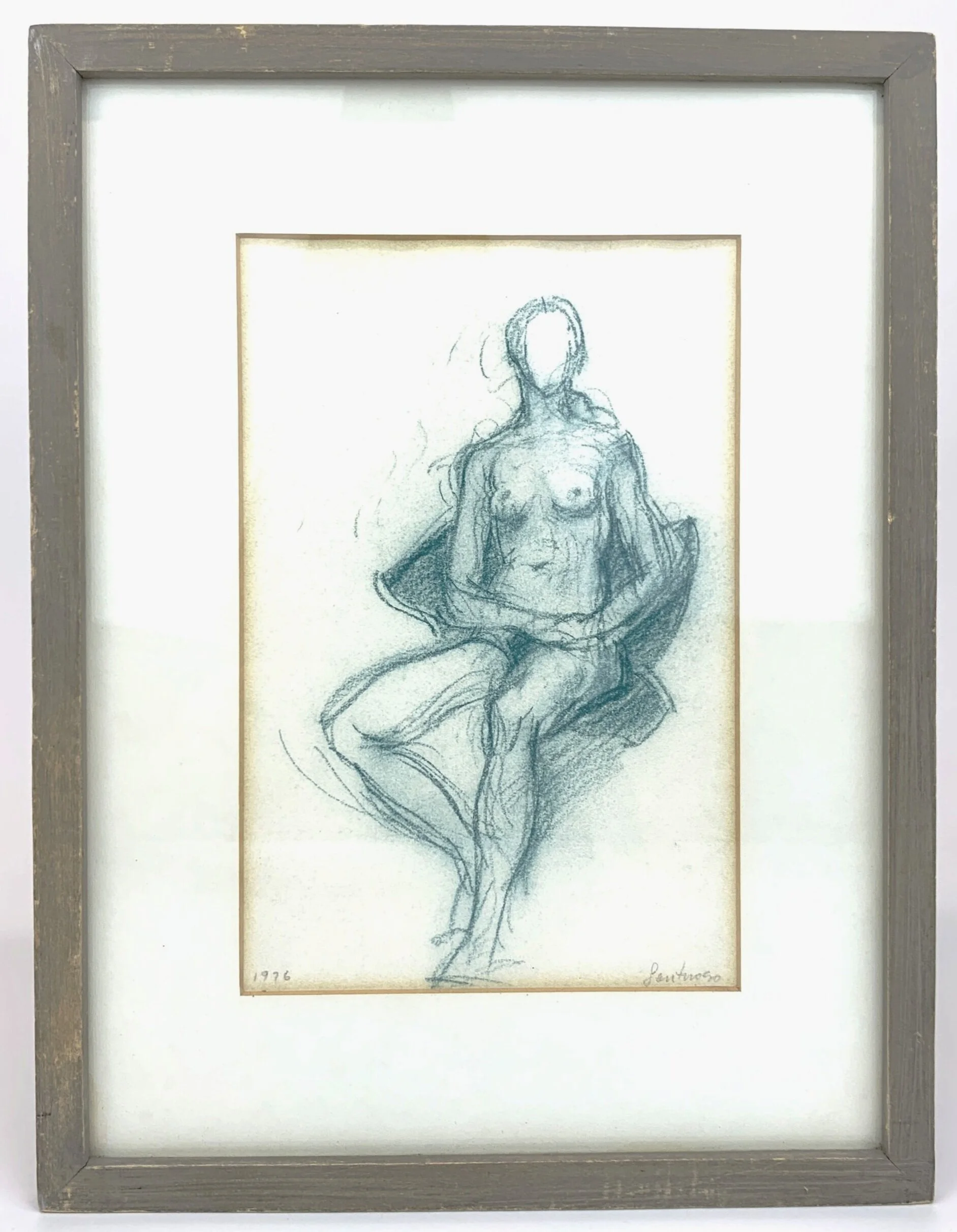 1976 Signed Nude Female Drawing