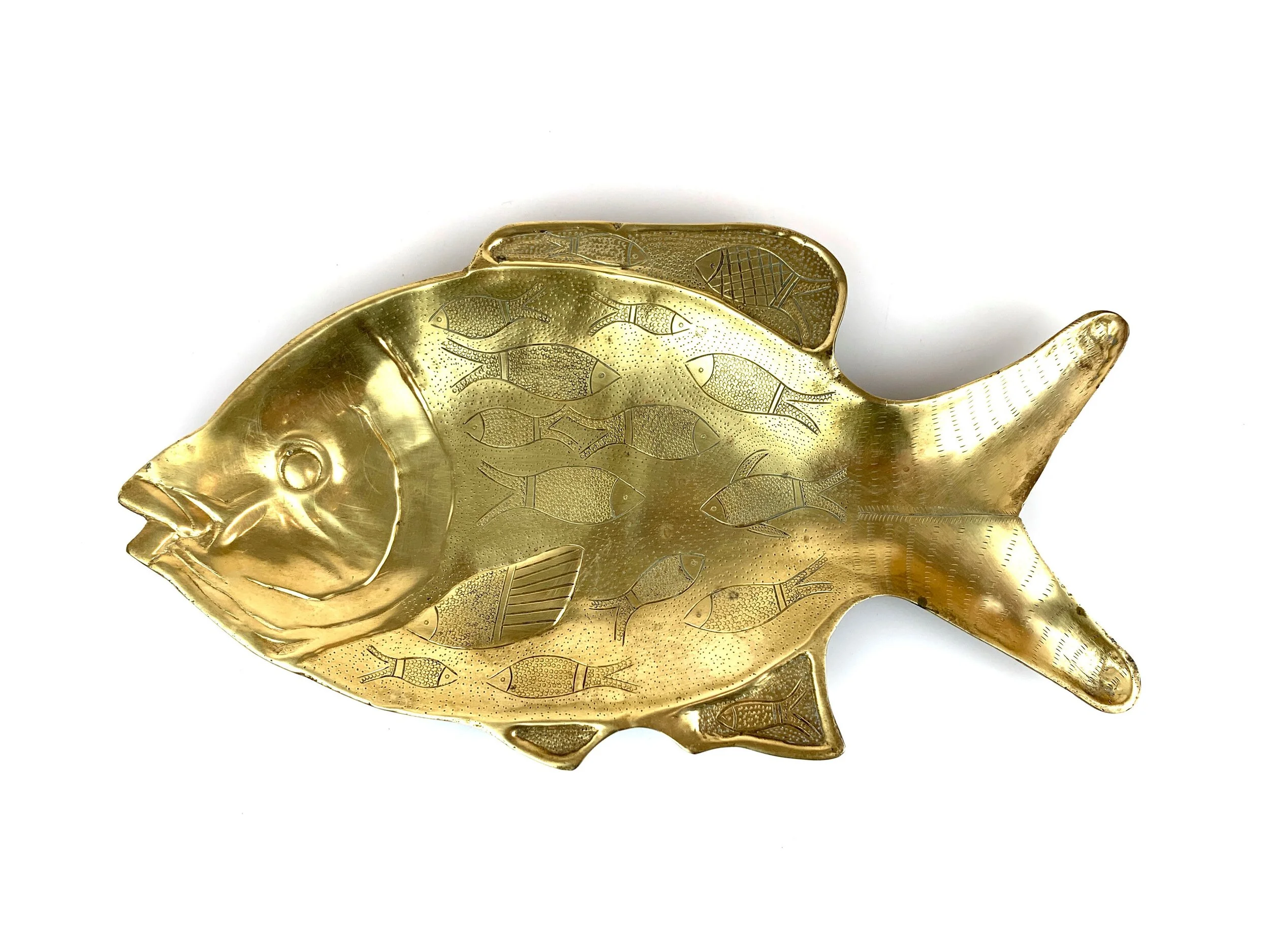 Vintage Cast Brass Fish Platter
