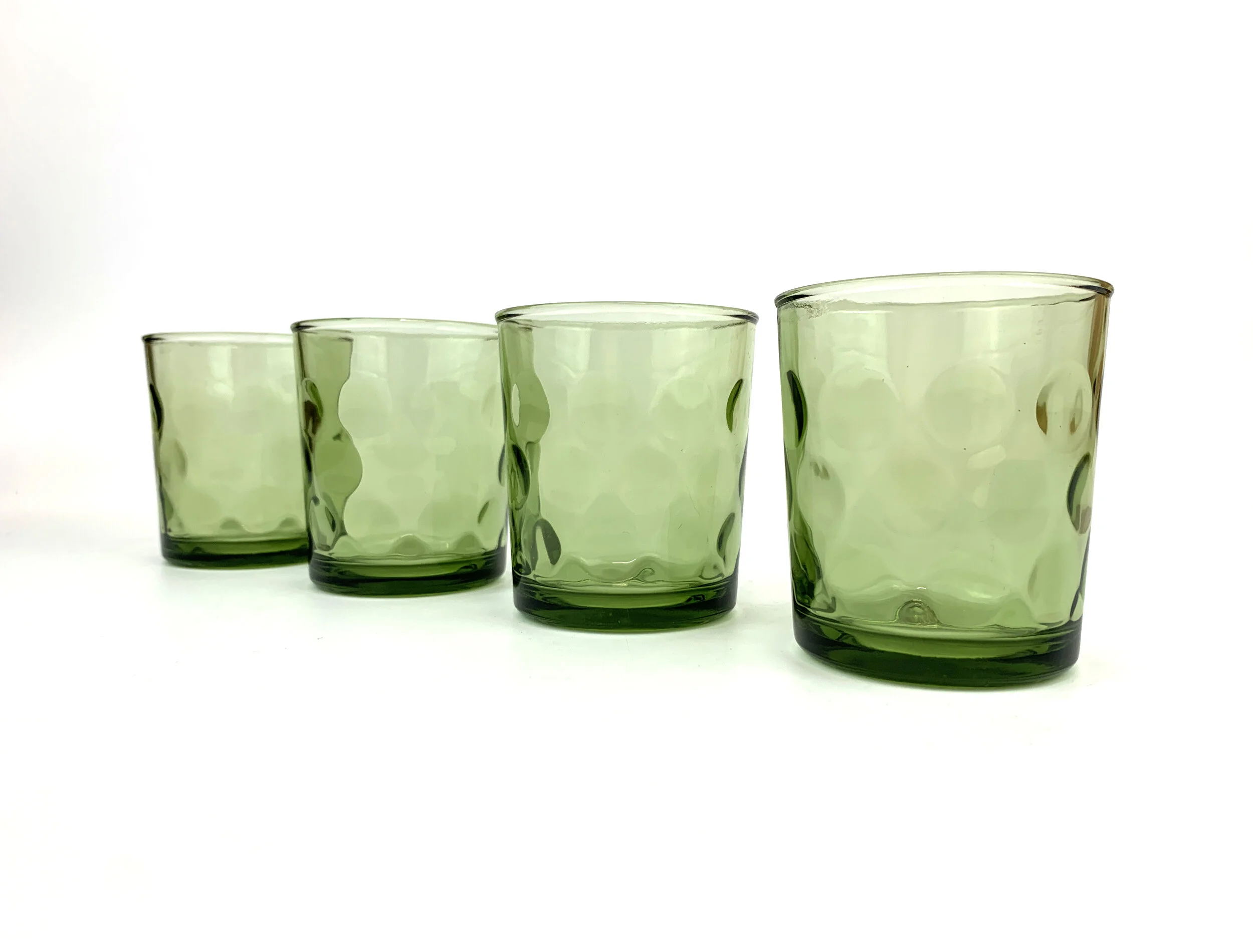 Set of Four Light Green Hazel Atlas Eldorado Dot Juice Glasses