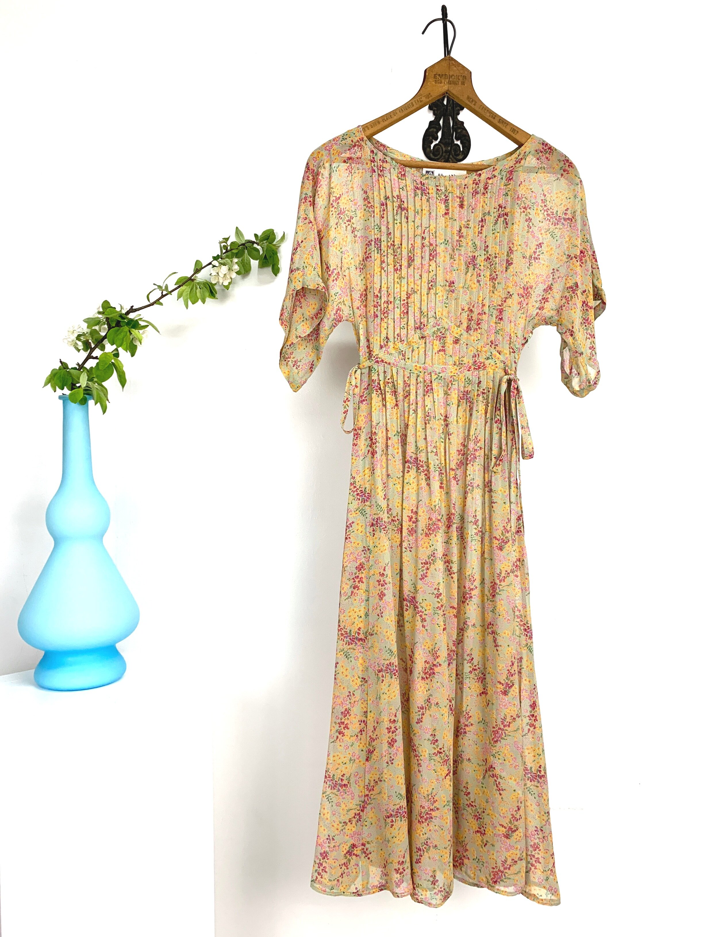 1970s Albert Nipon Pleated Garden Dress