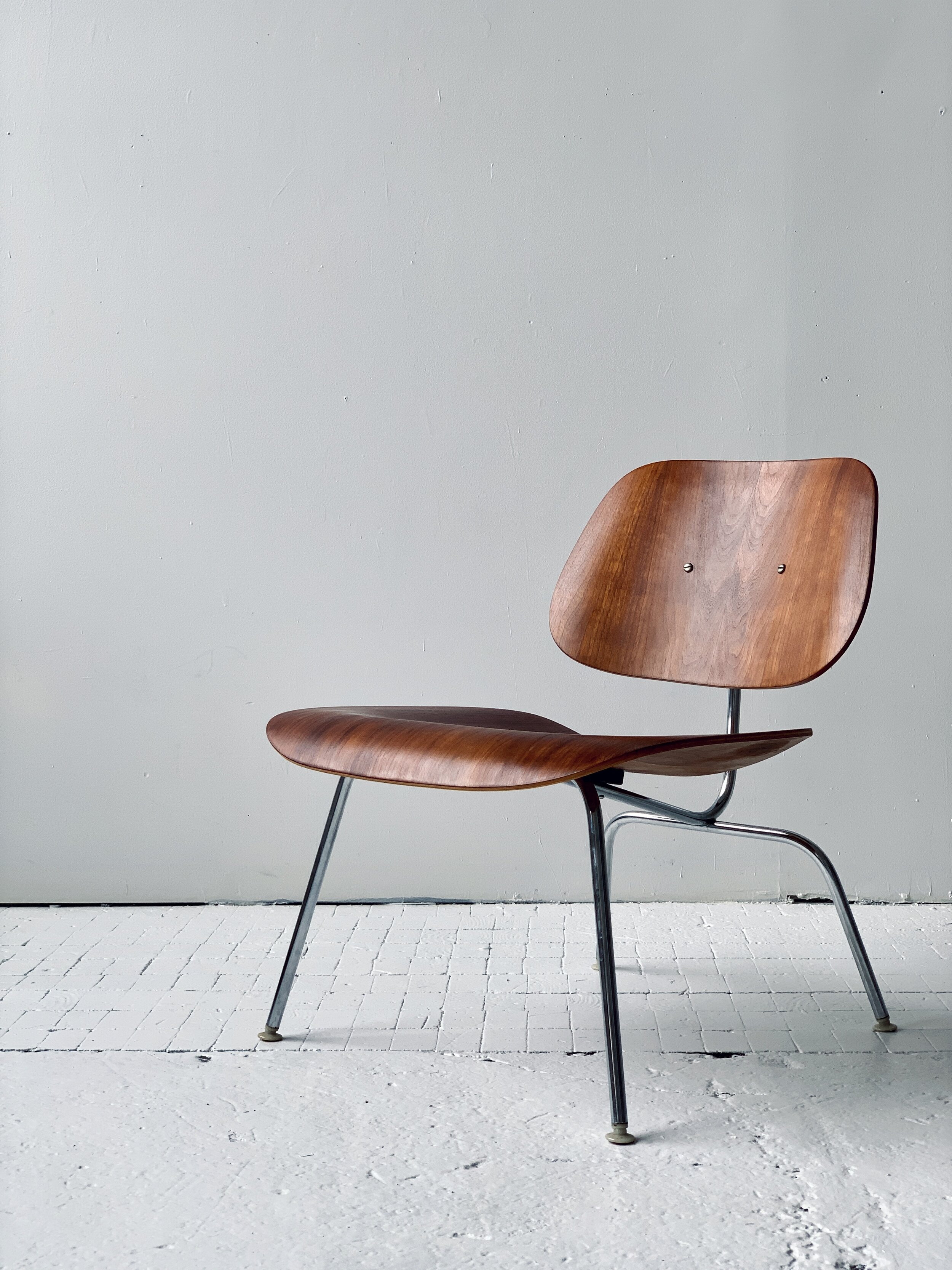 Vintage Eames Molded Plywood + Chrome LCM Chair, produced by Herman Miller 1960s