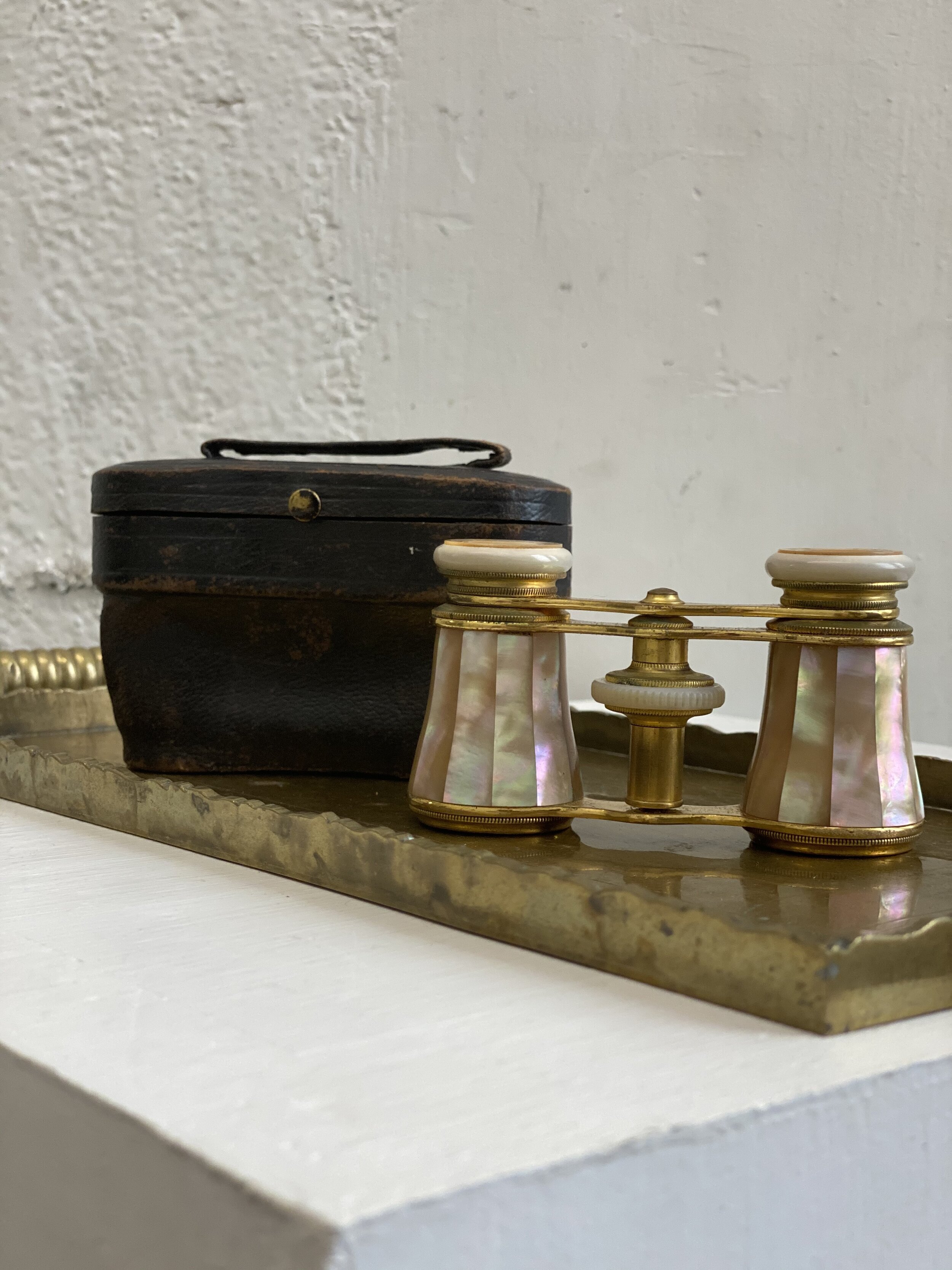 Antique Colmont Paris Mother Of Pearl and Brass Opera Binoculars, Circa Late 19th Century