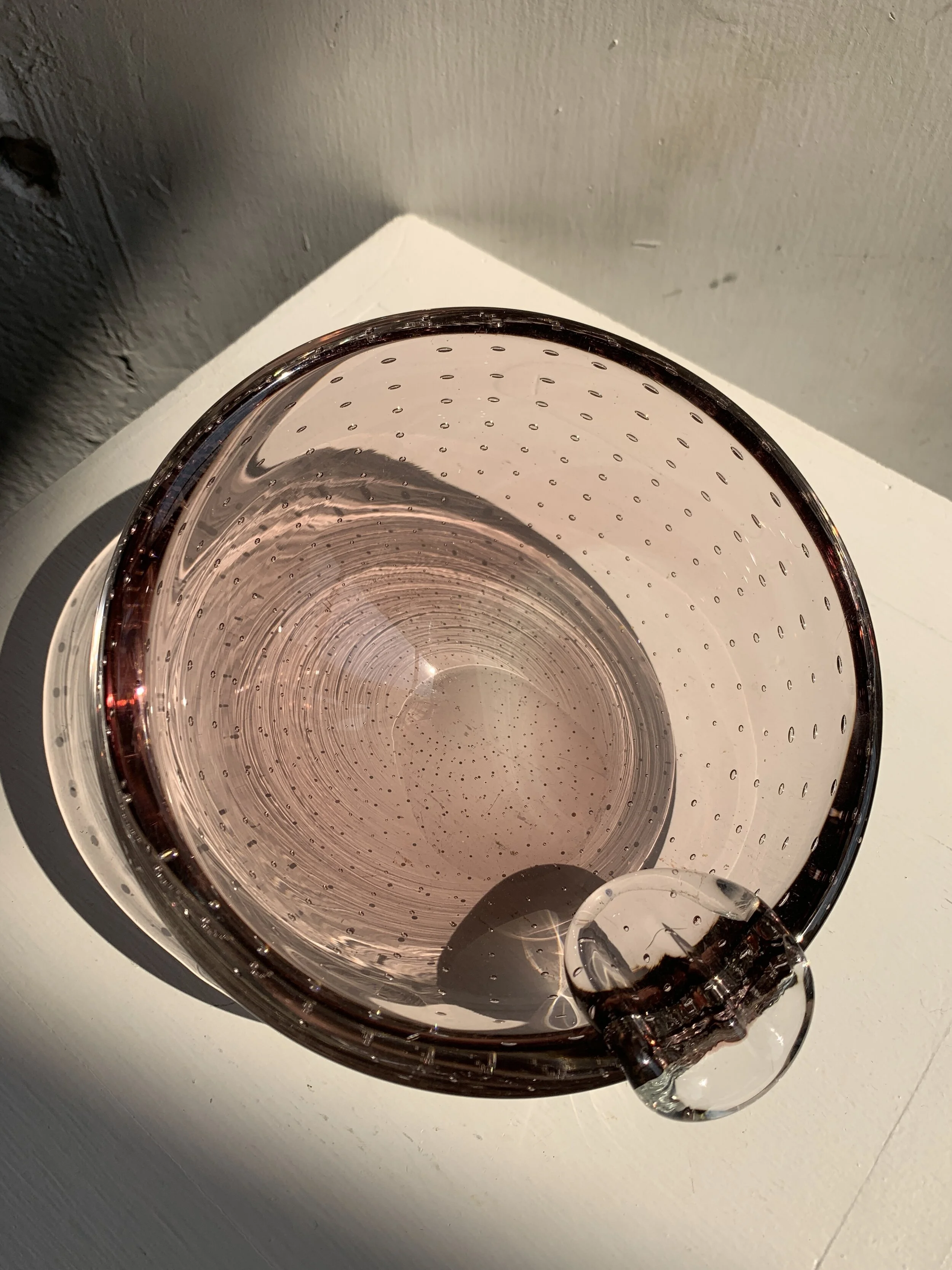 Vintage Murano Blown Glass Controlled Bubble Lavender Cigar Ashtray, Circa 1960s