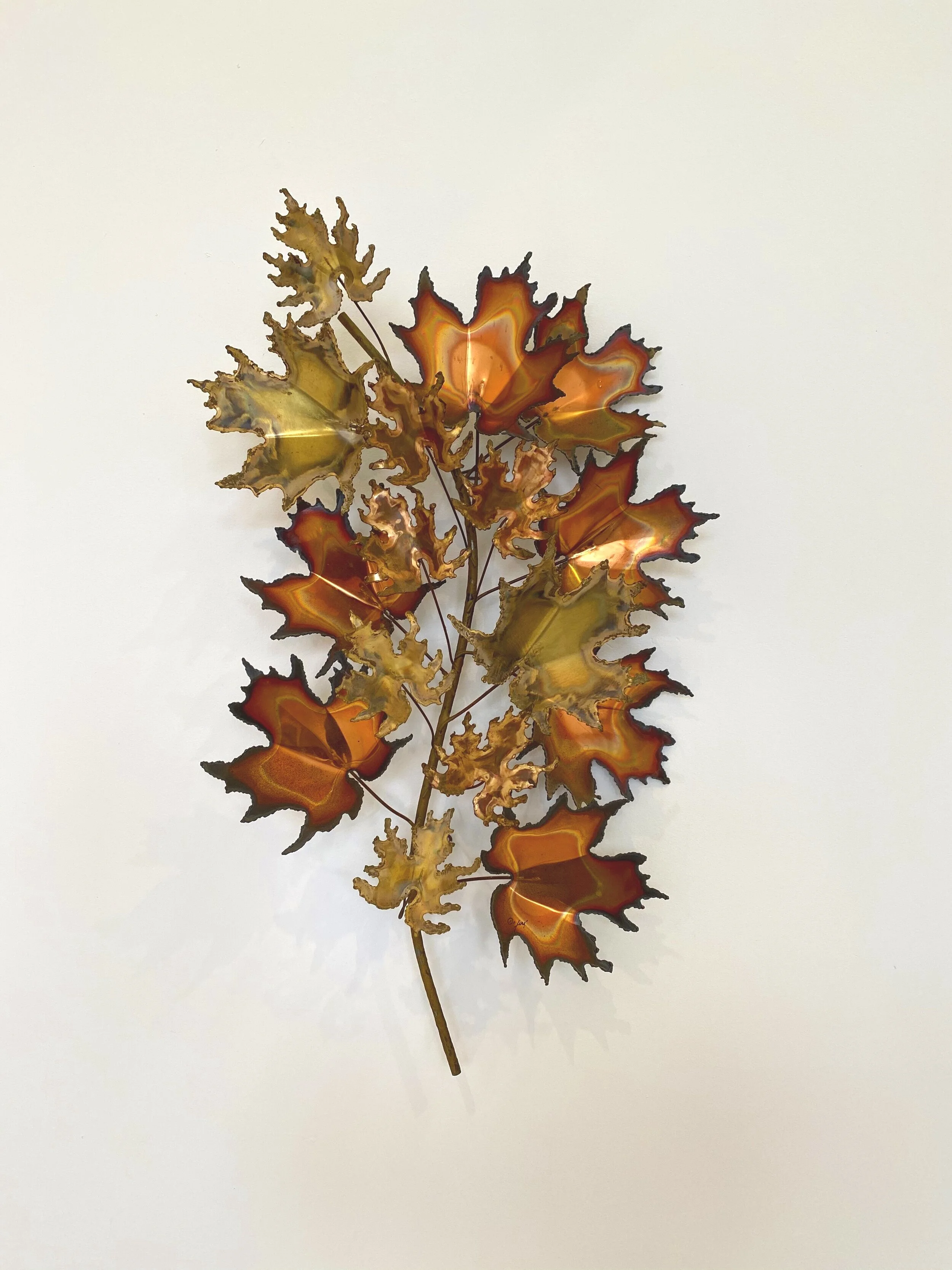 Vintage Maple Leaves Metal Wall Sculpture by Curtis Jere, Circa 1970s