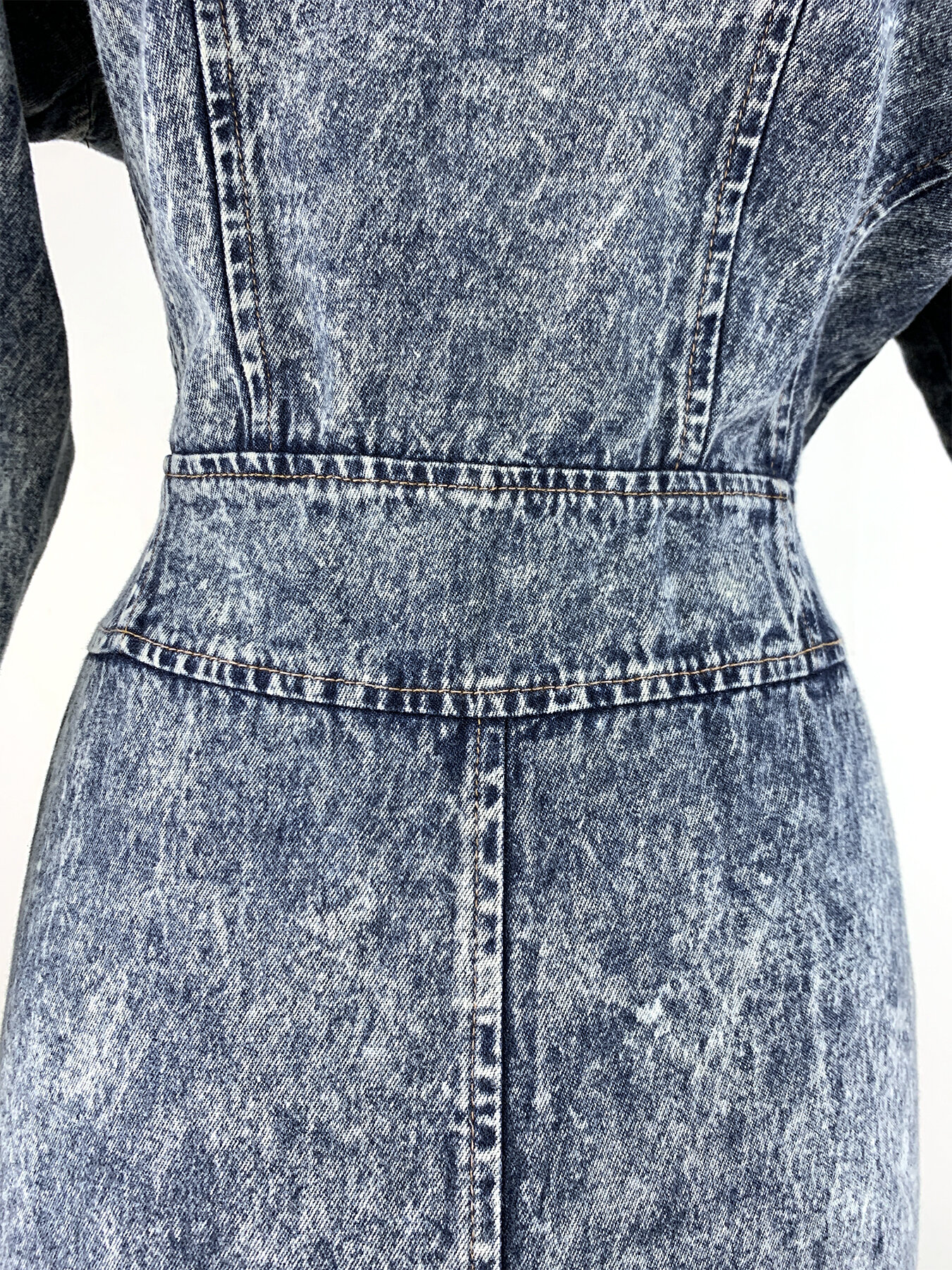 Vintage Asymmetrical Zip Front Acid Wash Denim Dress by Champagne, Circa  1980s  portmanteau new york