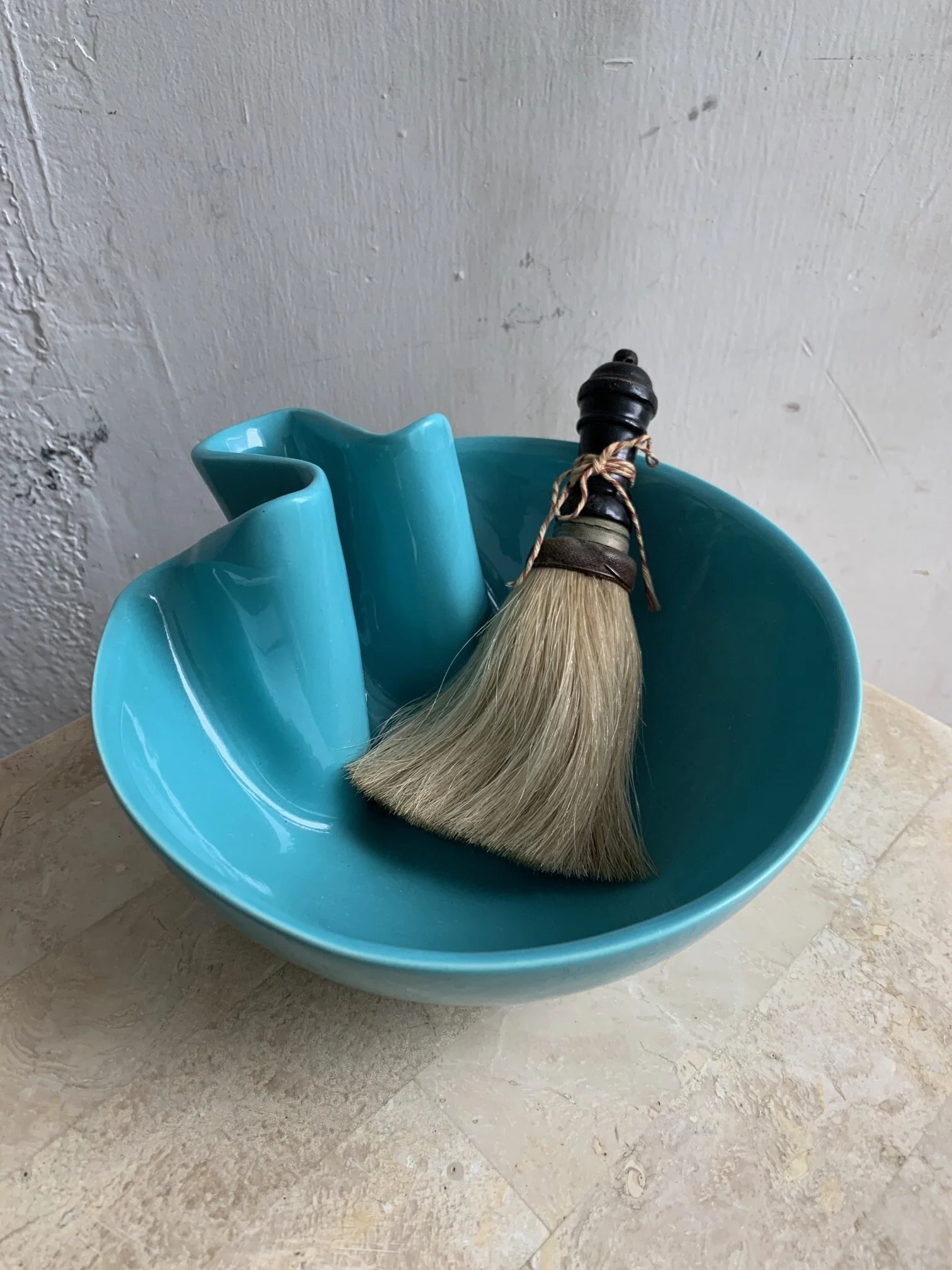 Vintage Turquoise Ceramic Undulating Edge Bowl, Signed Schwarzwald 1976