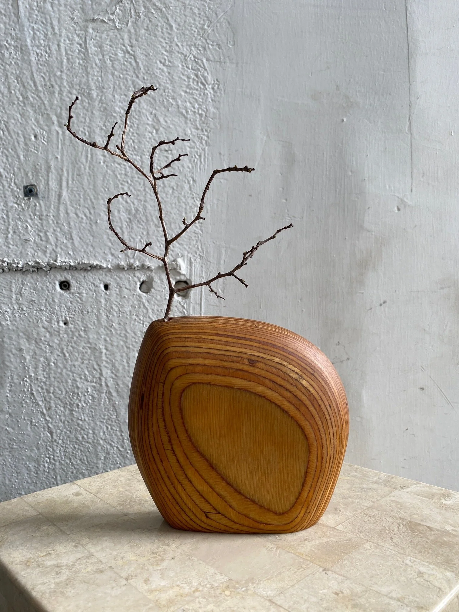 Vintage Dick Shanley Laminated Birch Wood Vase, circa 1980s