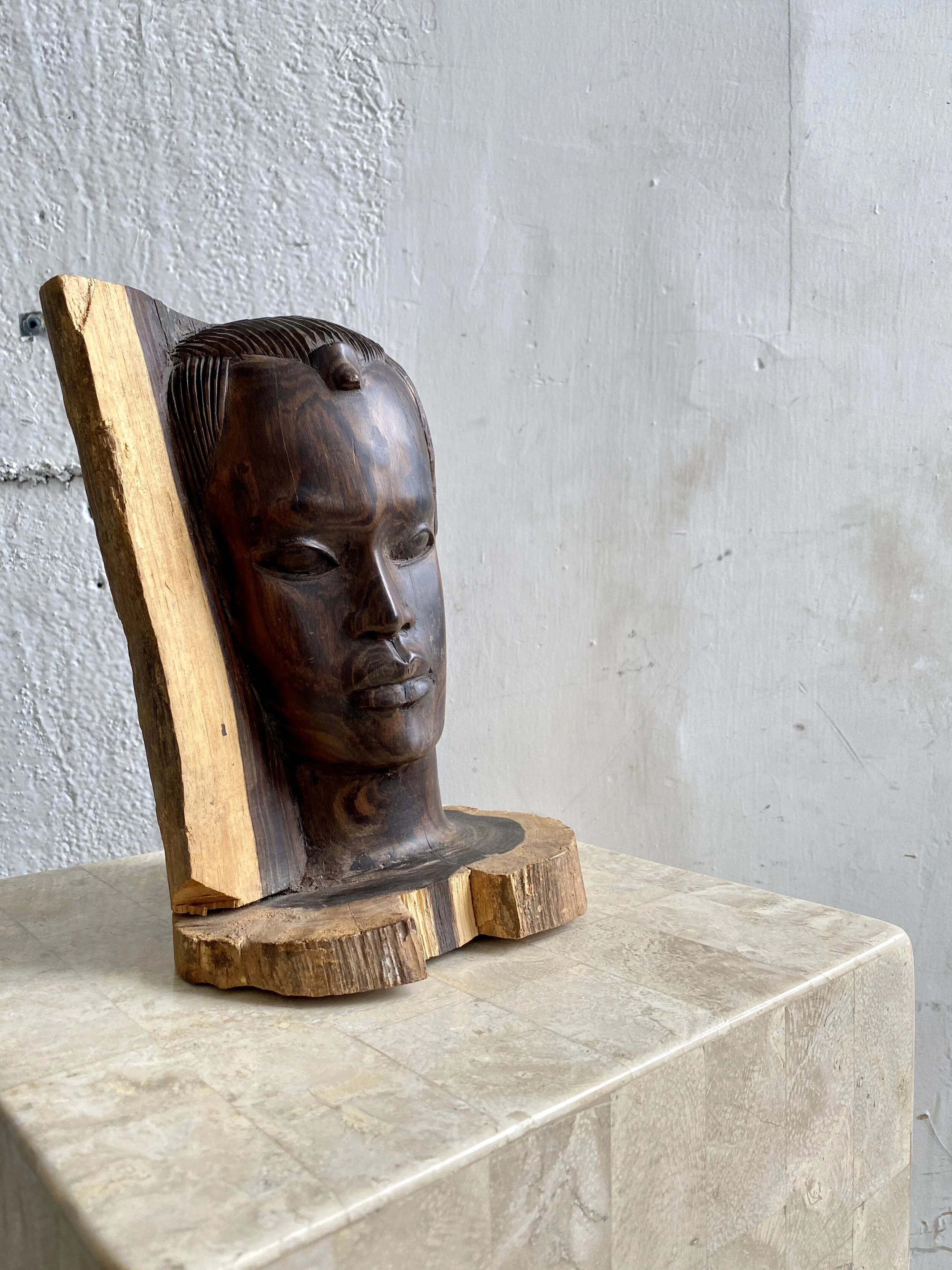 Vintage African Raw Ebony Carved Bust