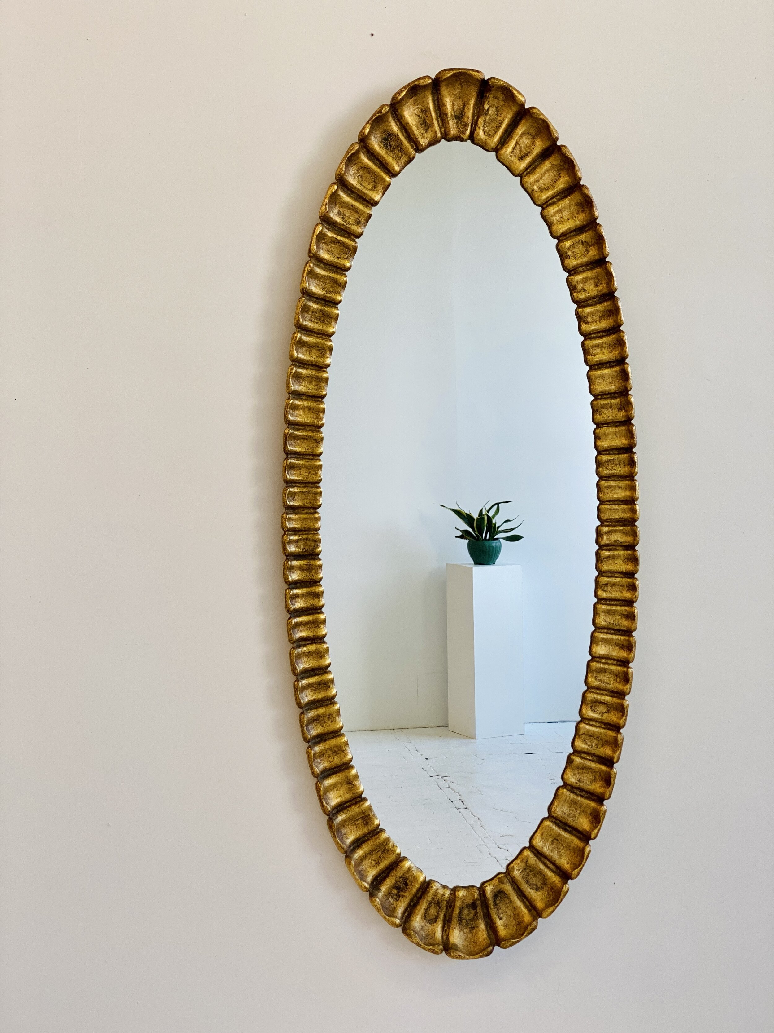 Vintage Scalloped Gilt Mirror by Francisco Hurtado, Circa 1960s