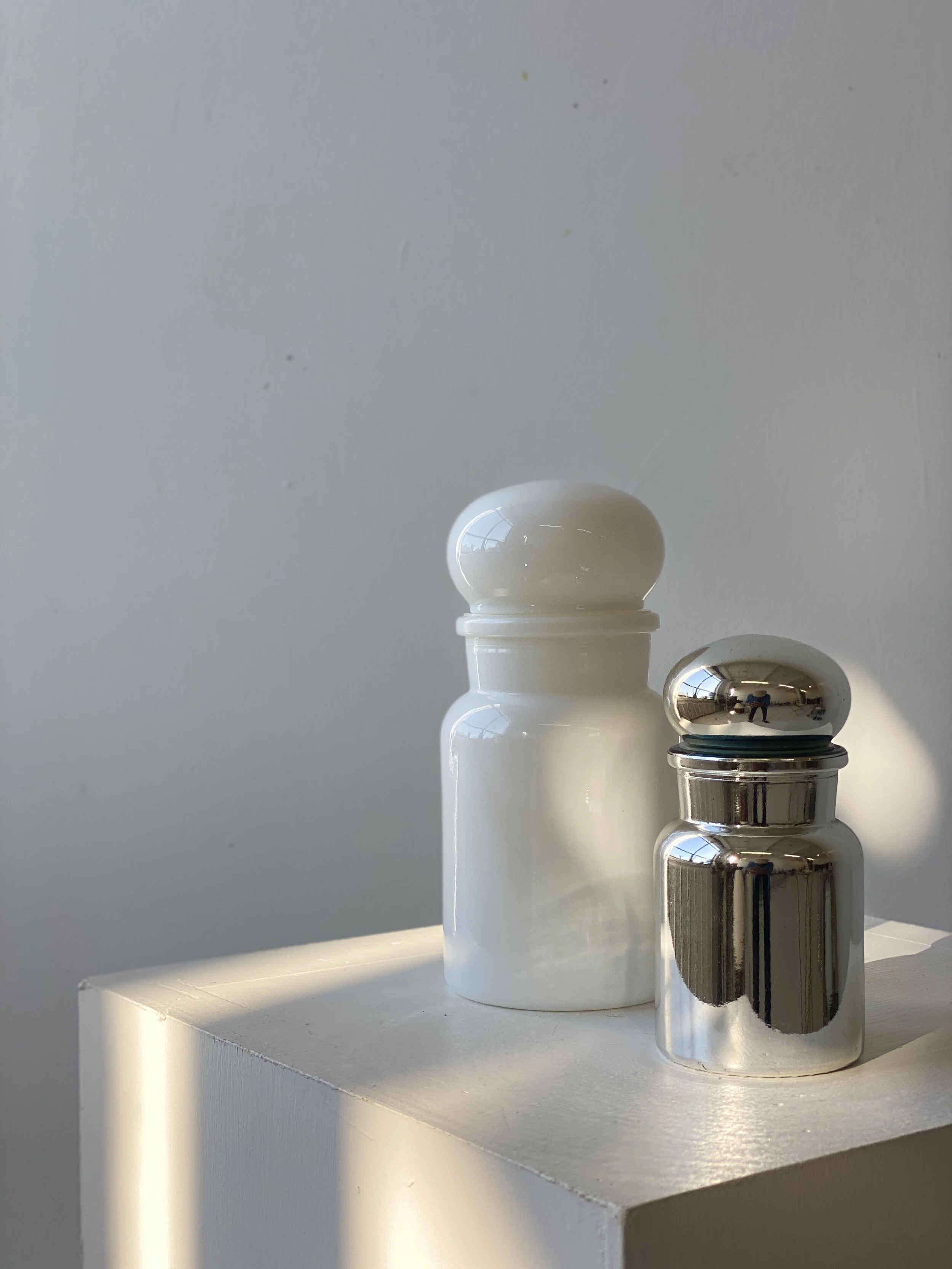 Vintage Pair of Belgian Glass Apothecary Jars, Circa 1970s