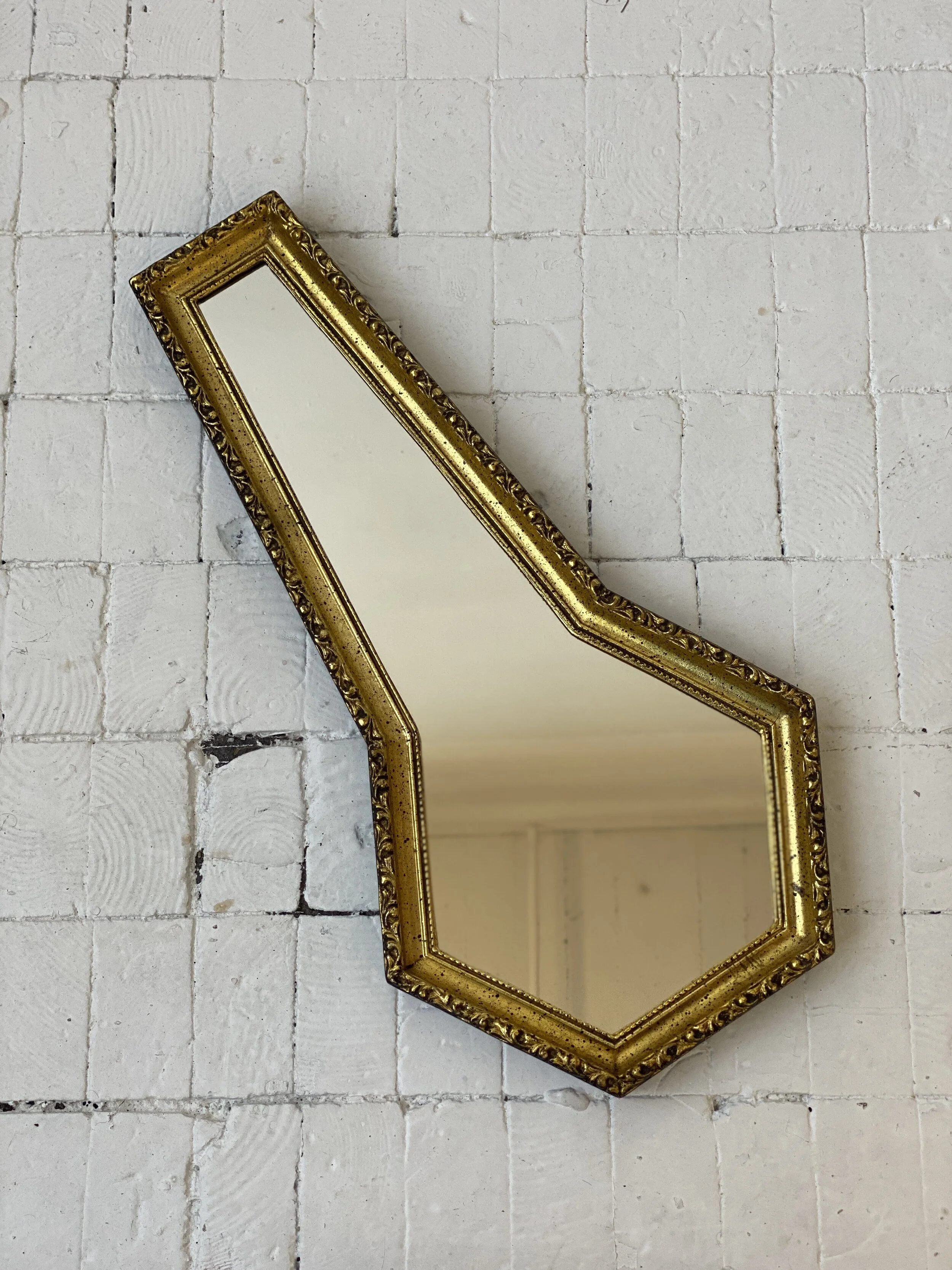 Vintage Gold Geometric Teardrop EA Riba Co Inc. Mirror, Circa 1970s