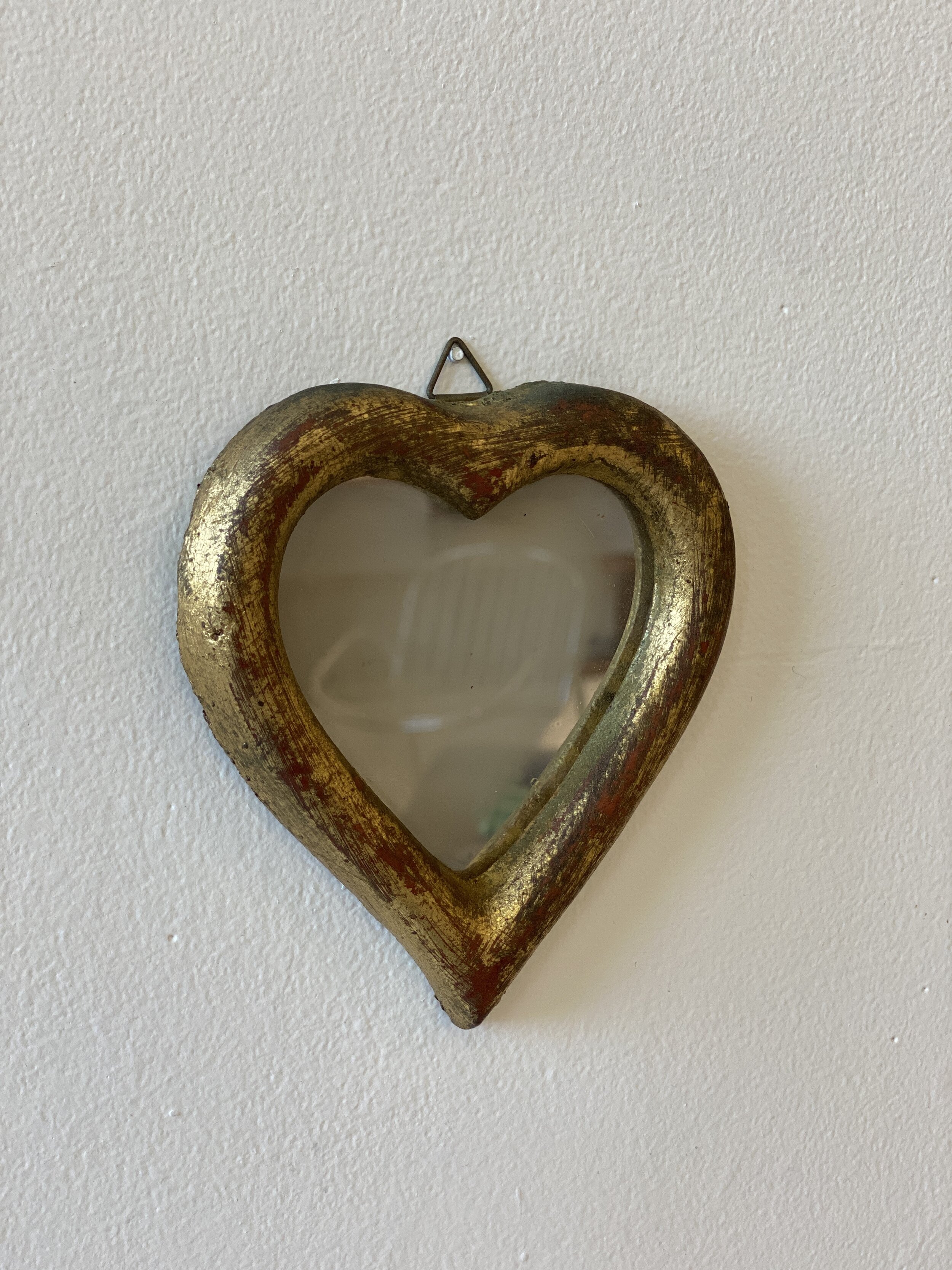 Vintage Mini Italian Gold Heart Mirror, Circa 1960s