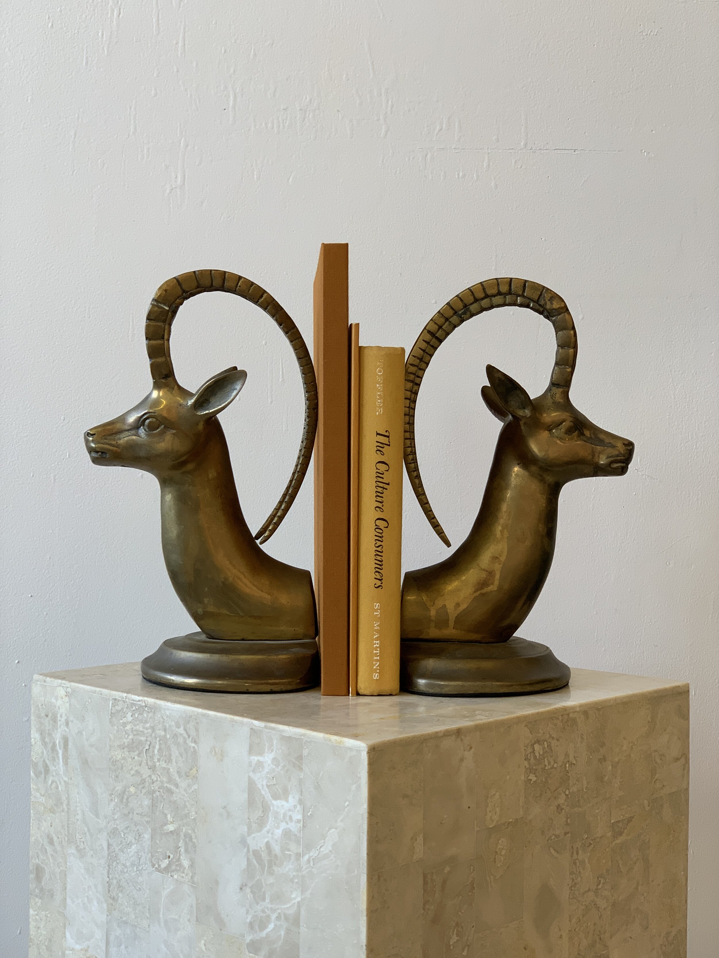 Vintage Gazelle Brass Bookends, Circa 1980s