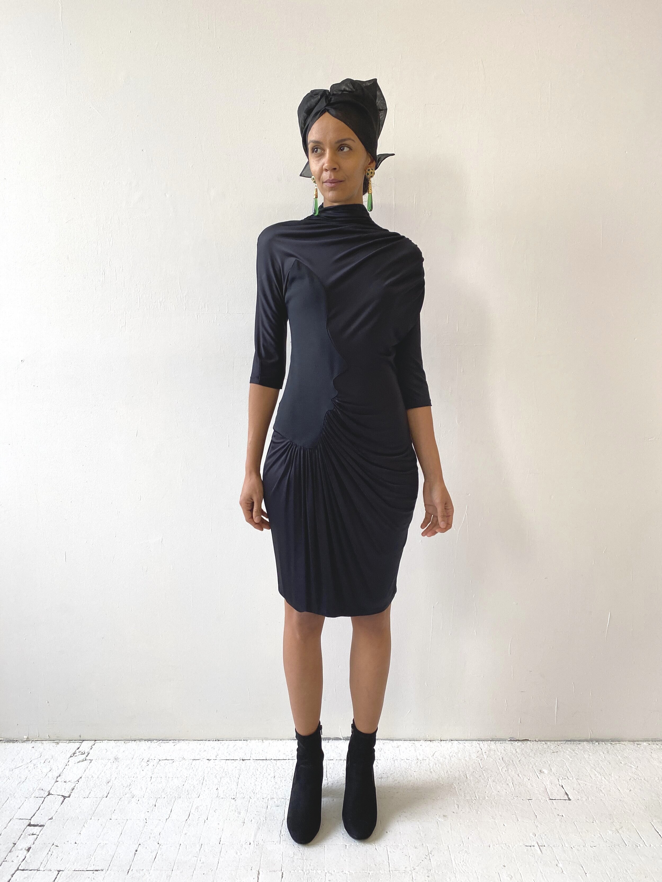 catherine malandrino black silk dress Catherine Malandrino Runway Silk Jersey Motif Dress, Fall 2009 portmanteau new york
