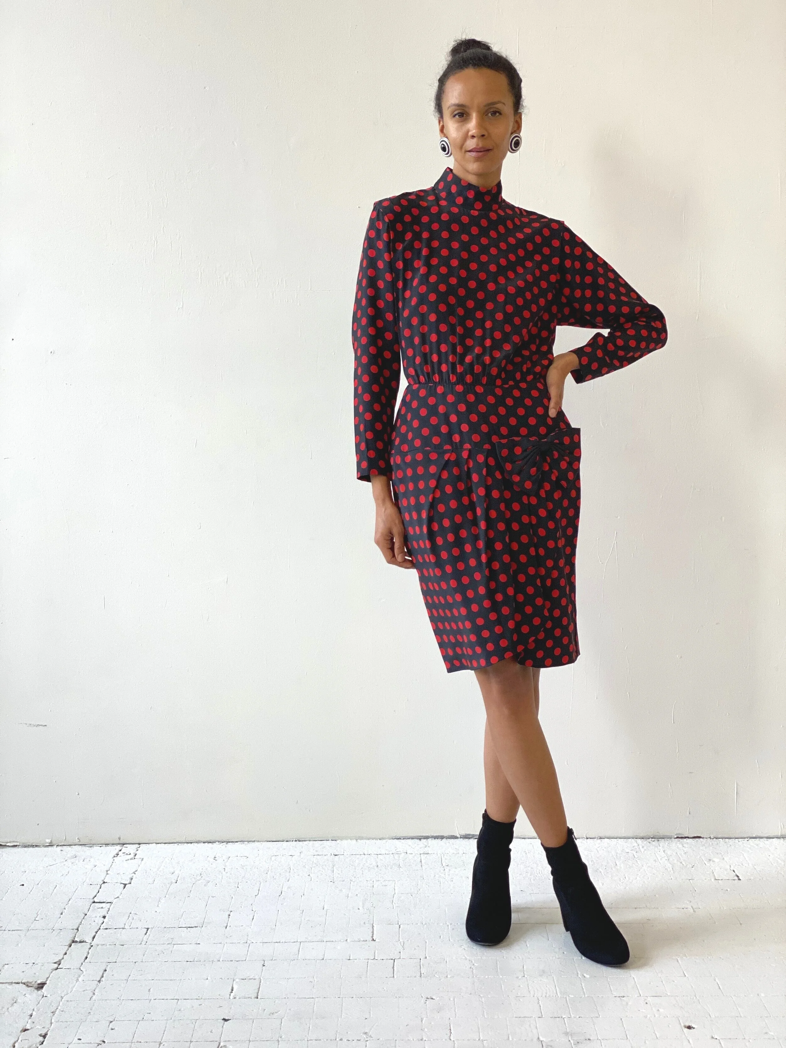 knee length dresses for ladies DOT DRESS – profile-nyc main image 1