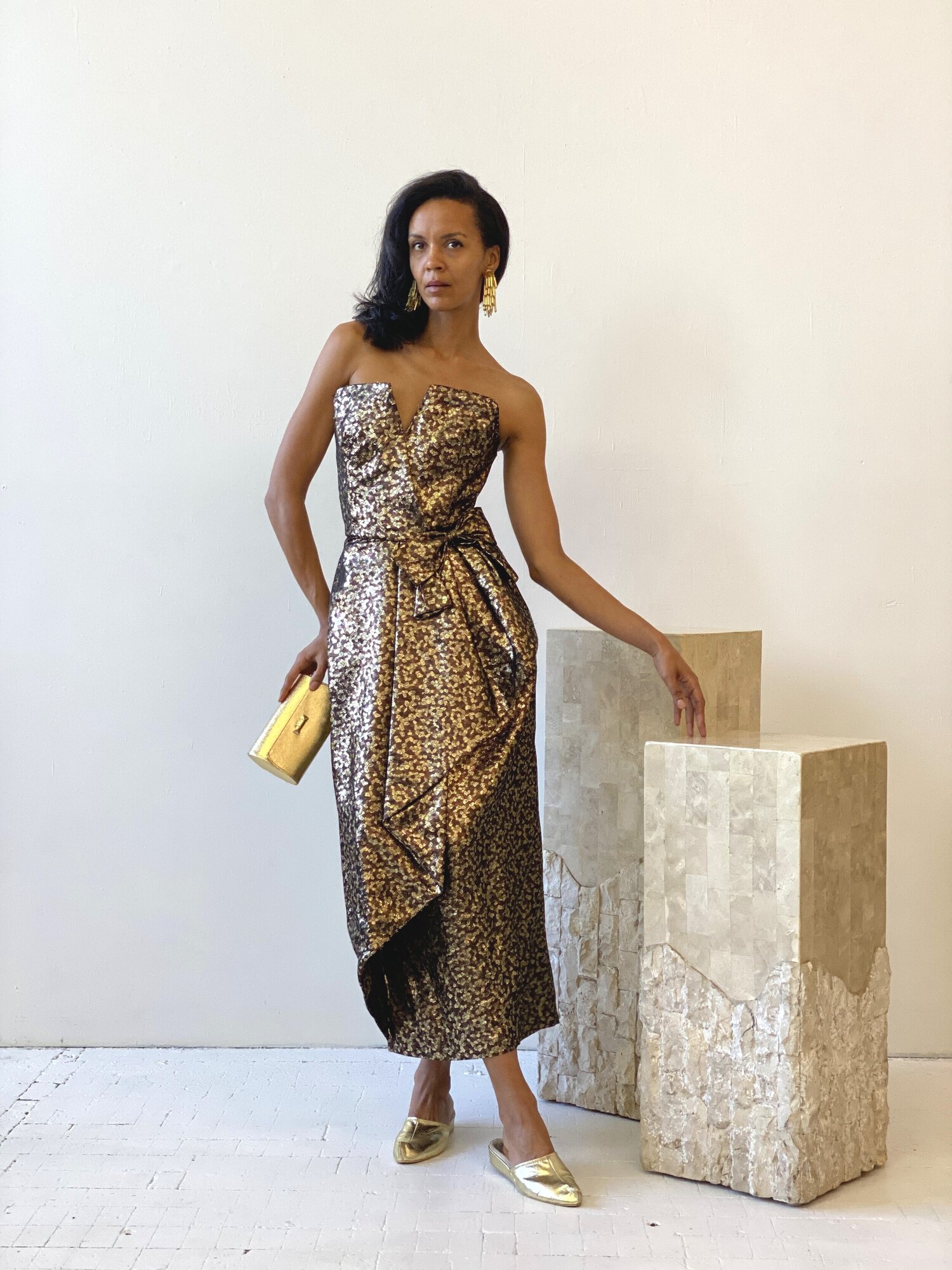 Vintage Metallic Paisley Cutout Dress, Circa 1960s Vintage Metallic Paisley Cutout Dress, Circa 1960s