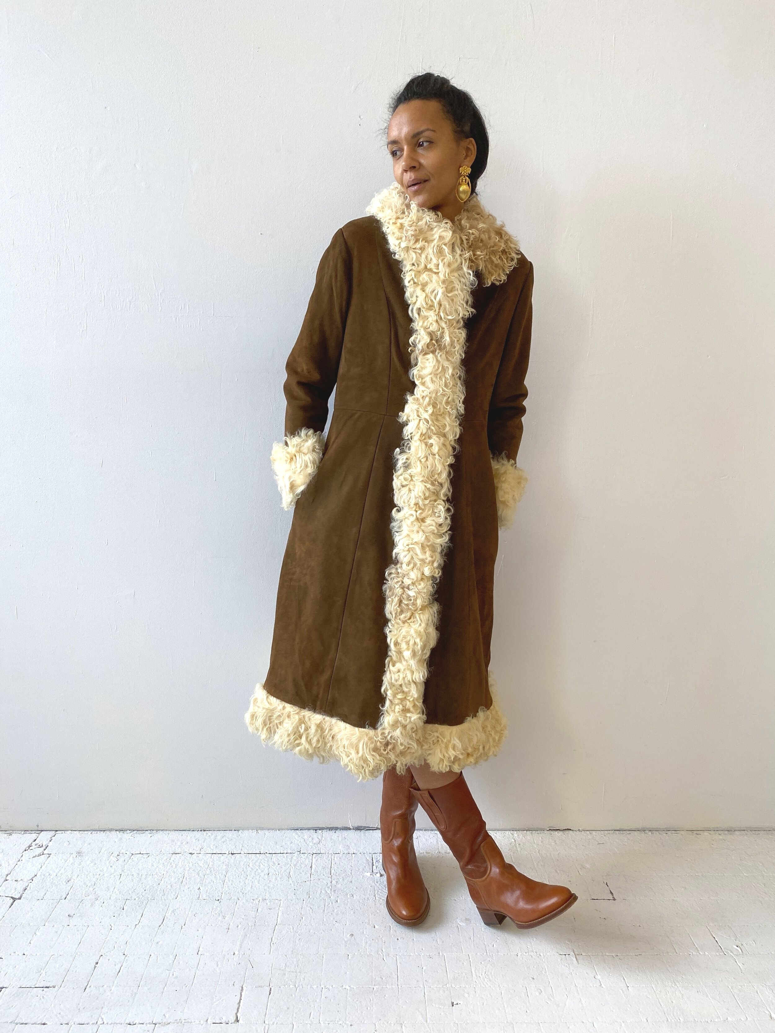 RARE Claude Montana Mongolian Lamb Fur Coat 42