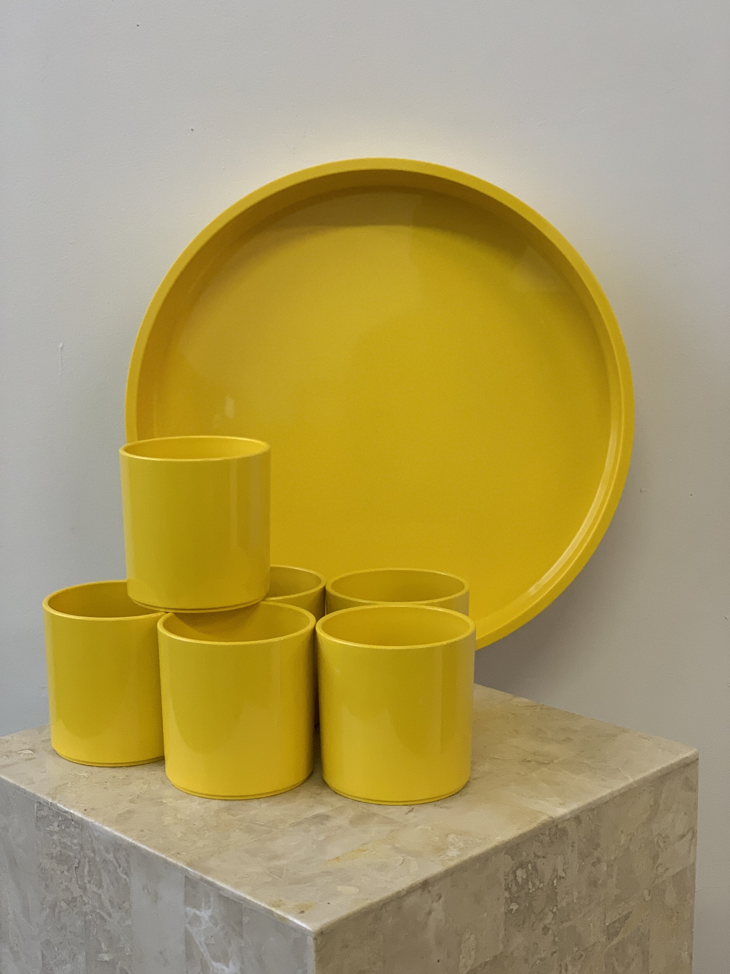 Vintage Gunnar Cyren for Dansk Melamine Serving Tray + Tumbler Set, Circa 1970s