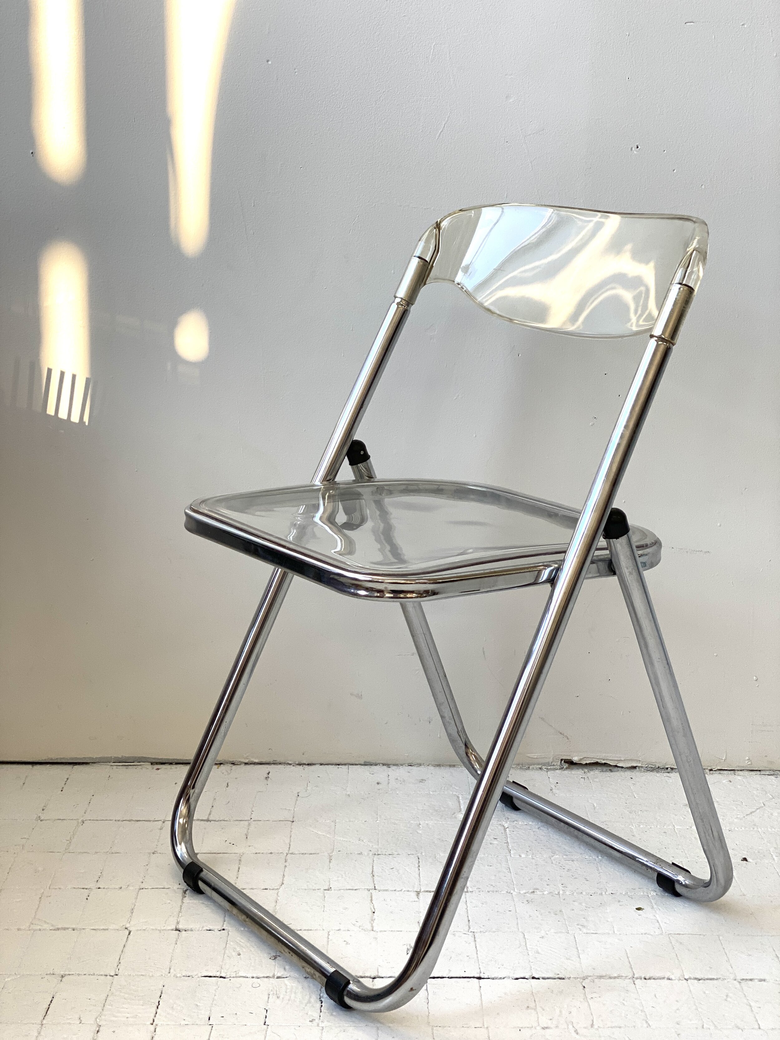 Vintage Italian Lucite "Plia" Folding Chair by Brevettato, Circa 1970s