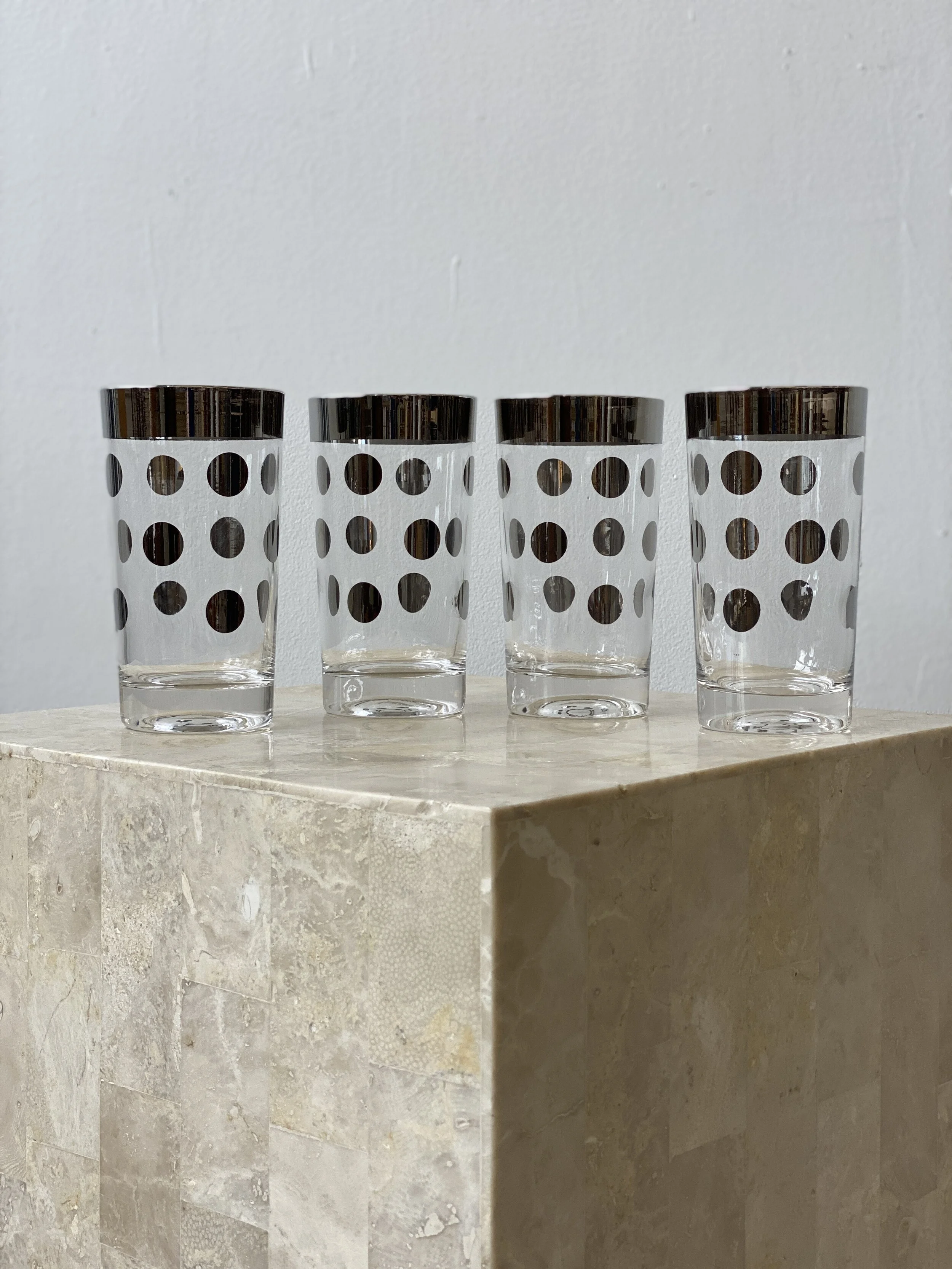 Vintage Dorothy Thorpe Silver Dotted Glasses, Circa 1960s