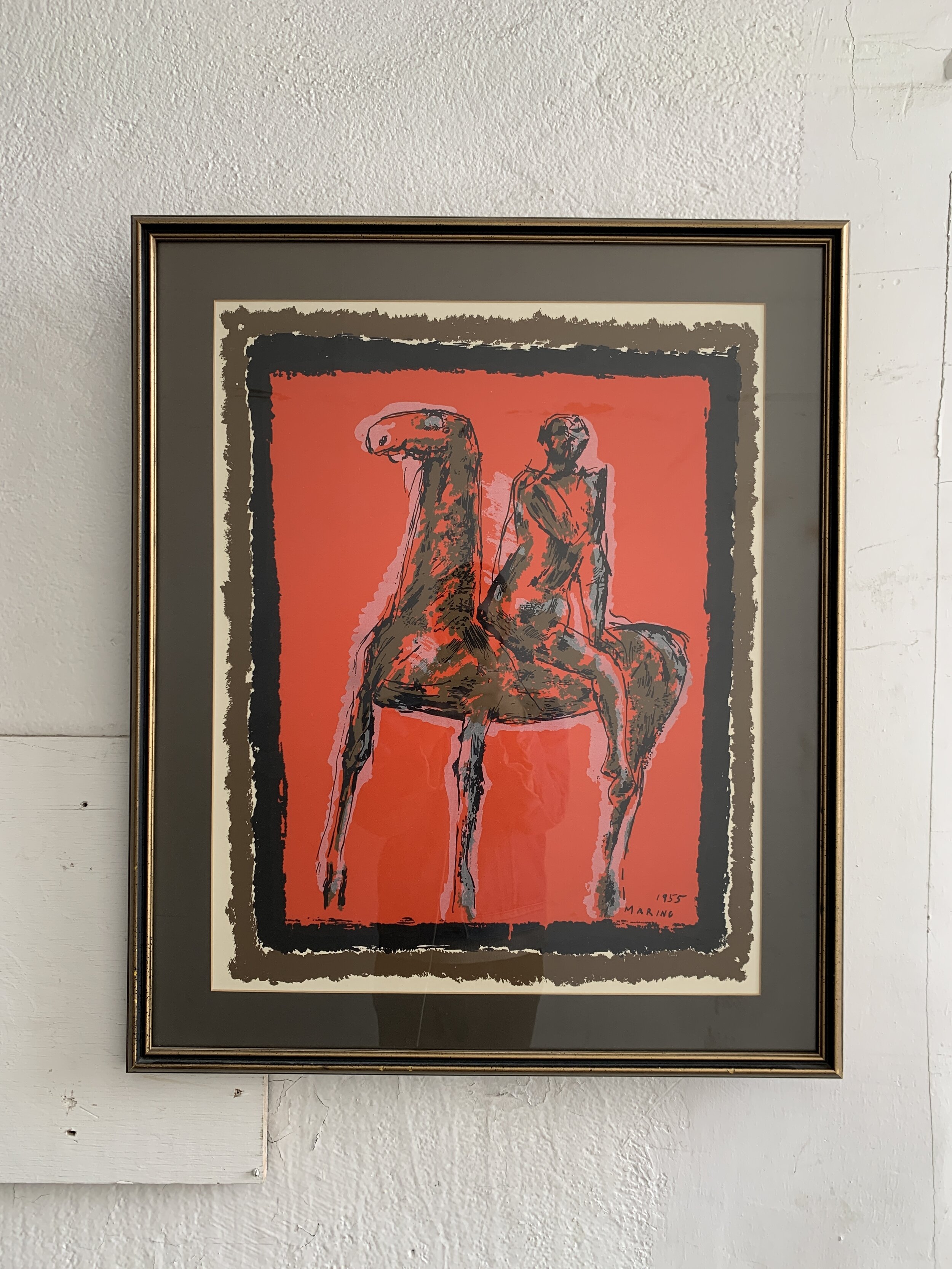 Vintage "Cavalier Chevalier" Plate Signed Silkscreen by Marino Marini, Circa 1955
