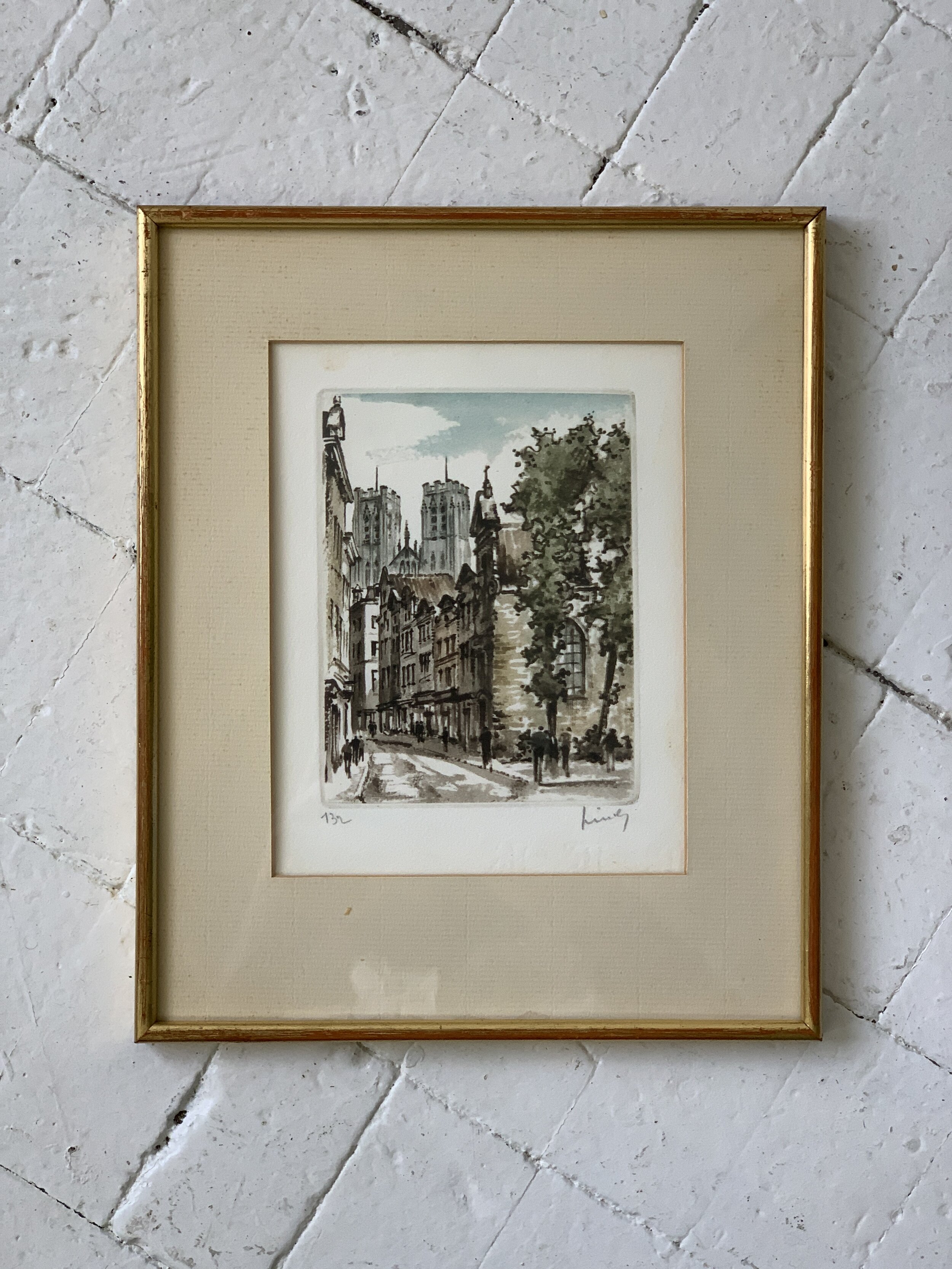 Vintage Roger Hebbelinck Signed European City Scene Print, Circa 1950s ...