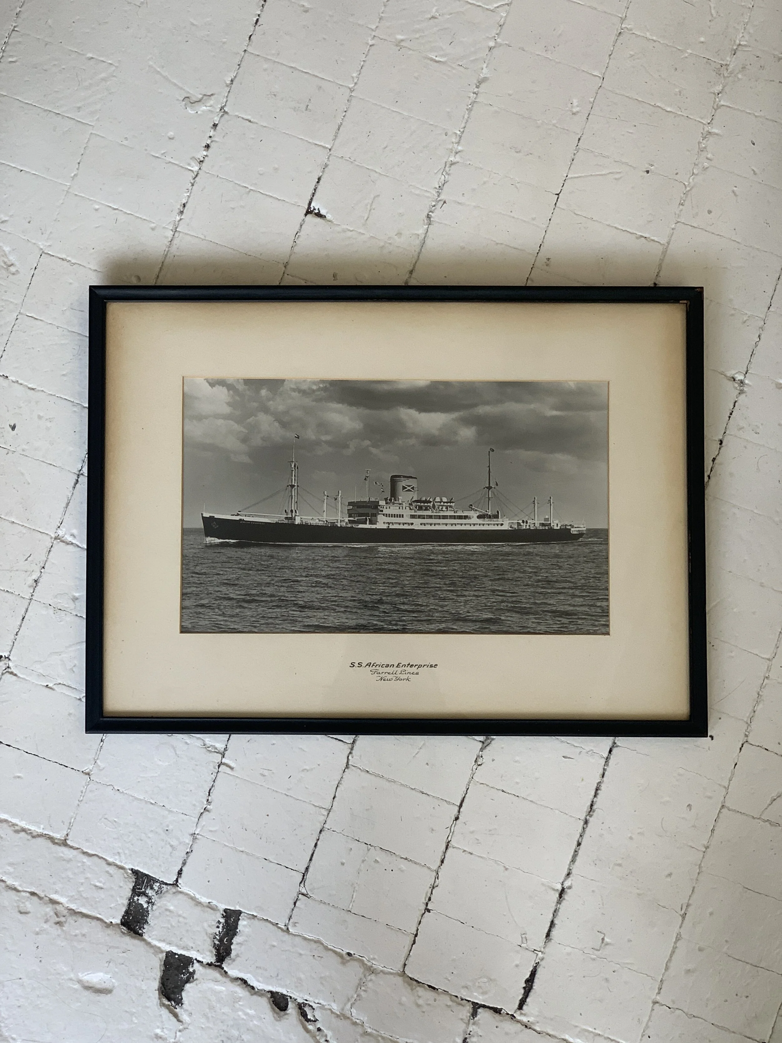 Vintage Framed Photo of the S.S. African Enterprise, Circa 1940s
