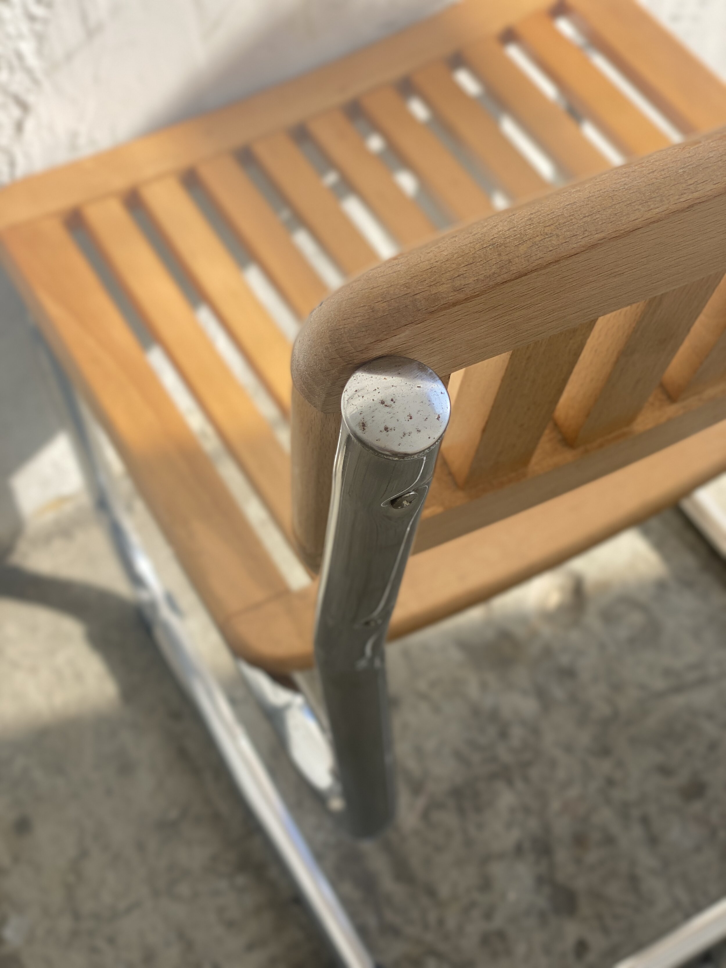 Natural Slat Wood Breuer Metal Chair 