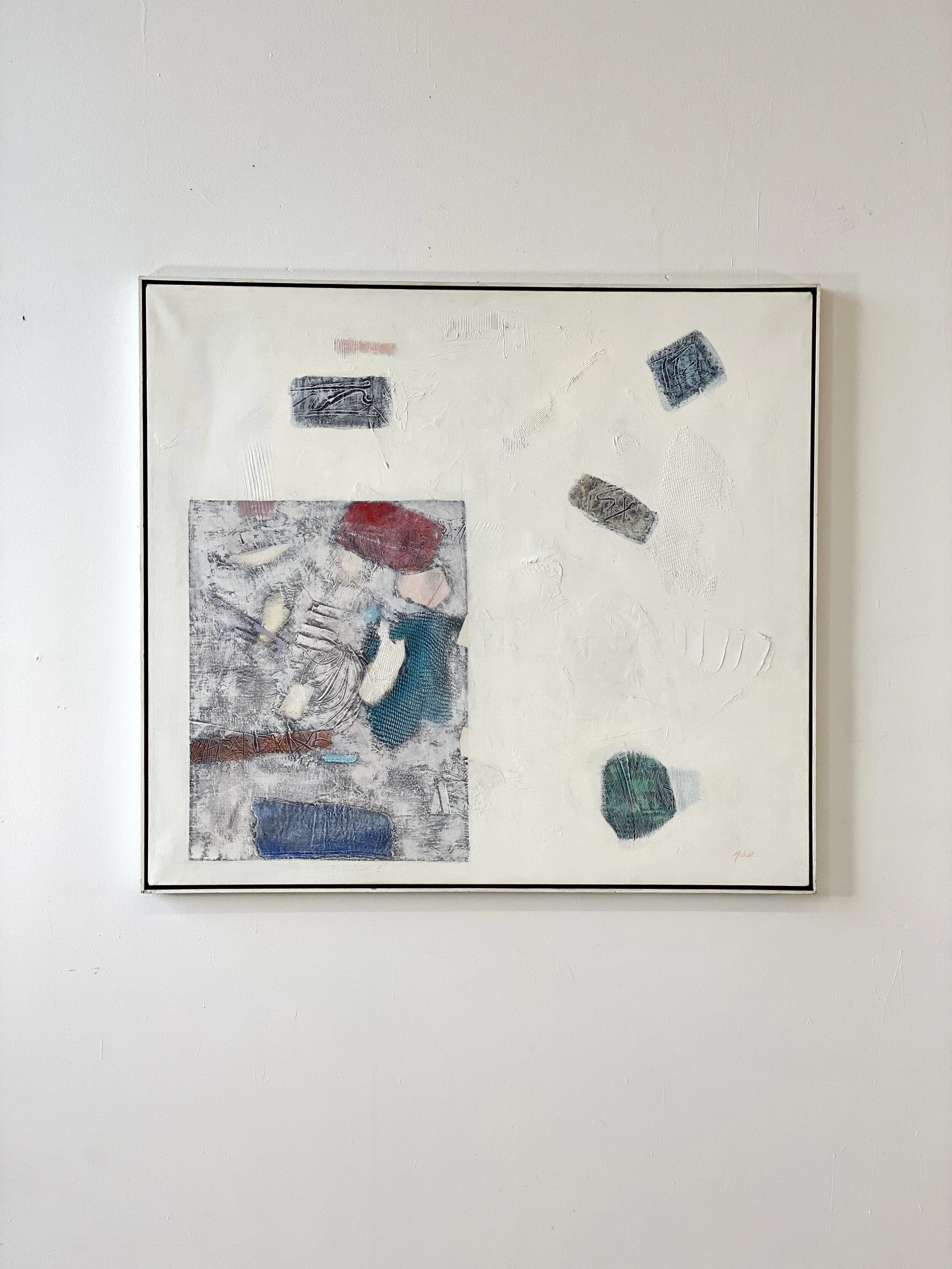 Vintage Postmodern Abstract Painting on Canvas, Signed, Circa 1980s