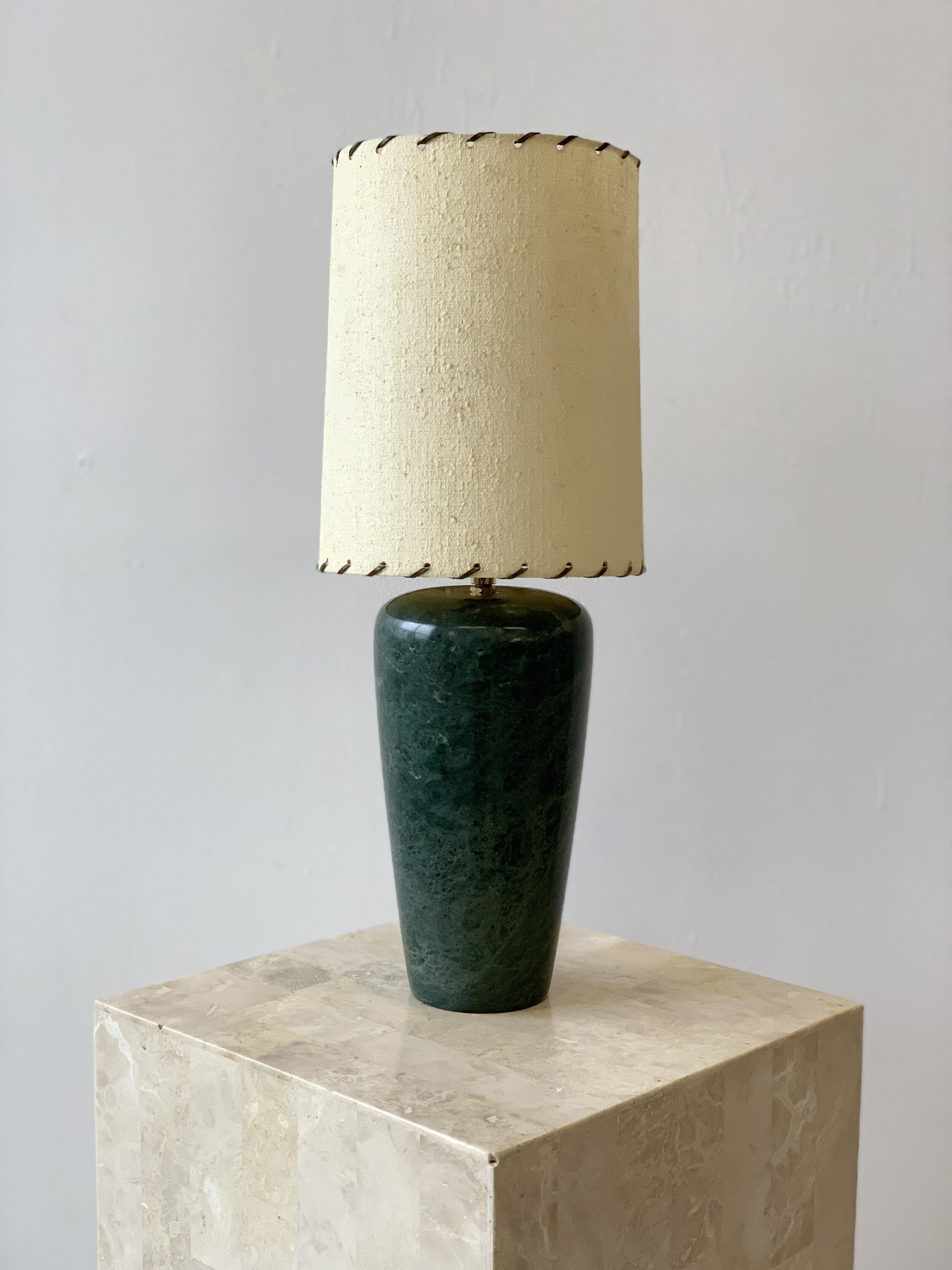 Vintage Italian Verdi Marble Table Lamp, Circa 1990s