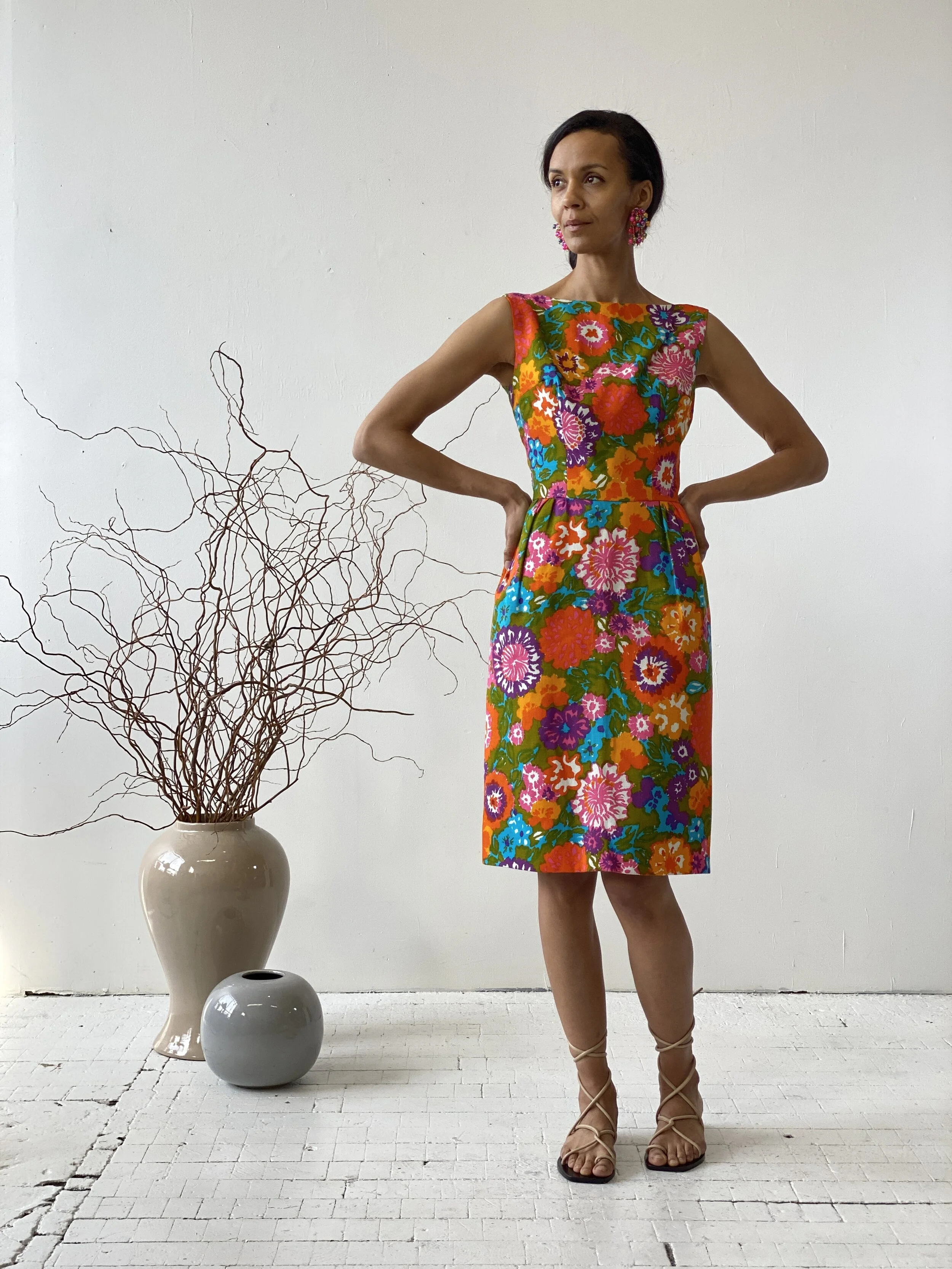 vintage wiggle dress Pink Floral by Hollyville 380 1950s Wiggle Dresses ideas
