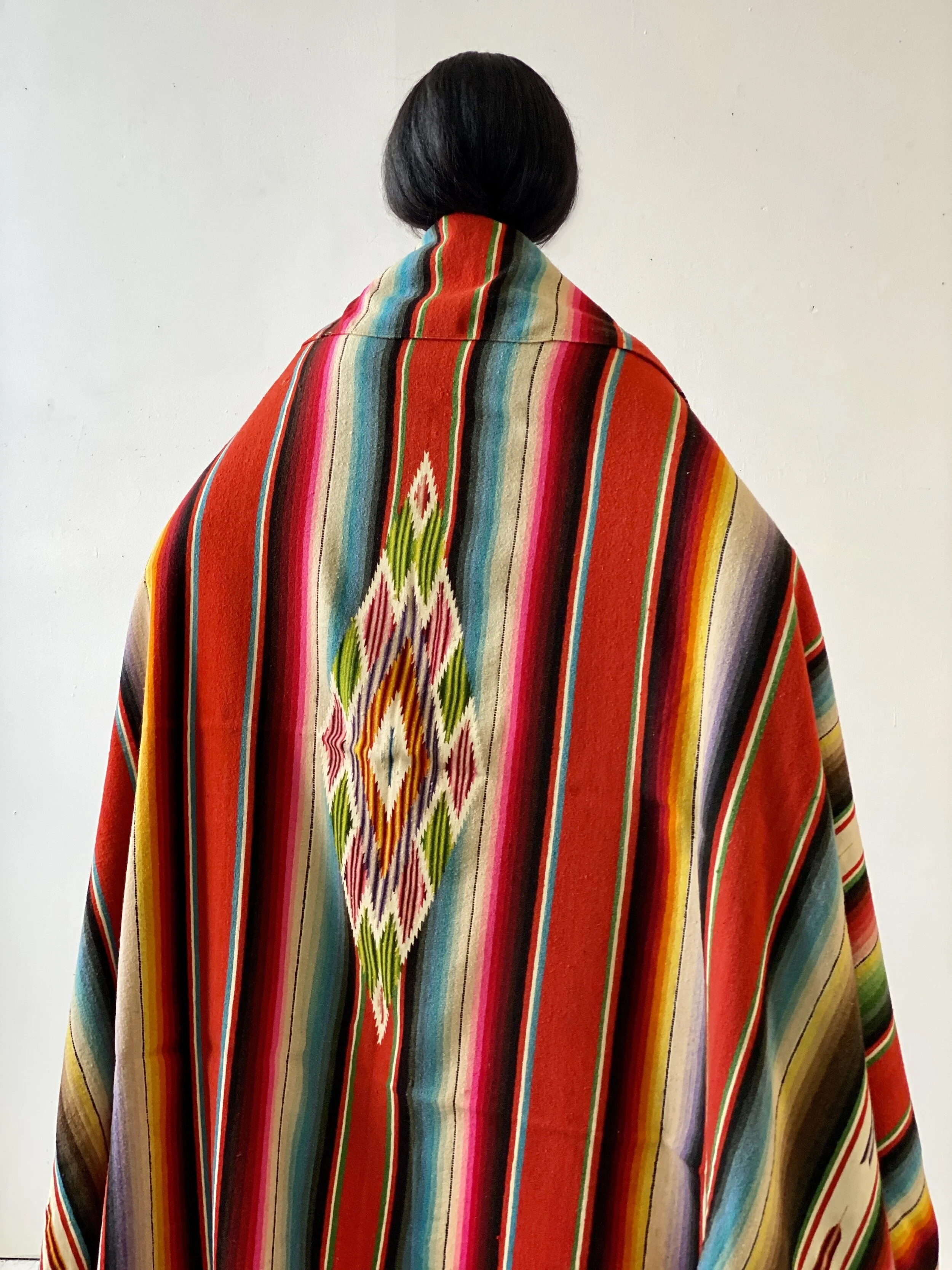 Antique Mexican Woven Cotton-Wool Saltillo Blanket, Circa 1930s / 40s