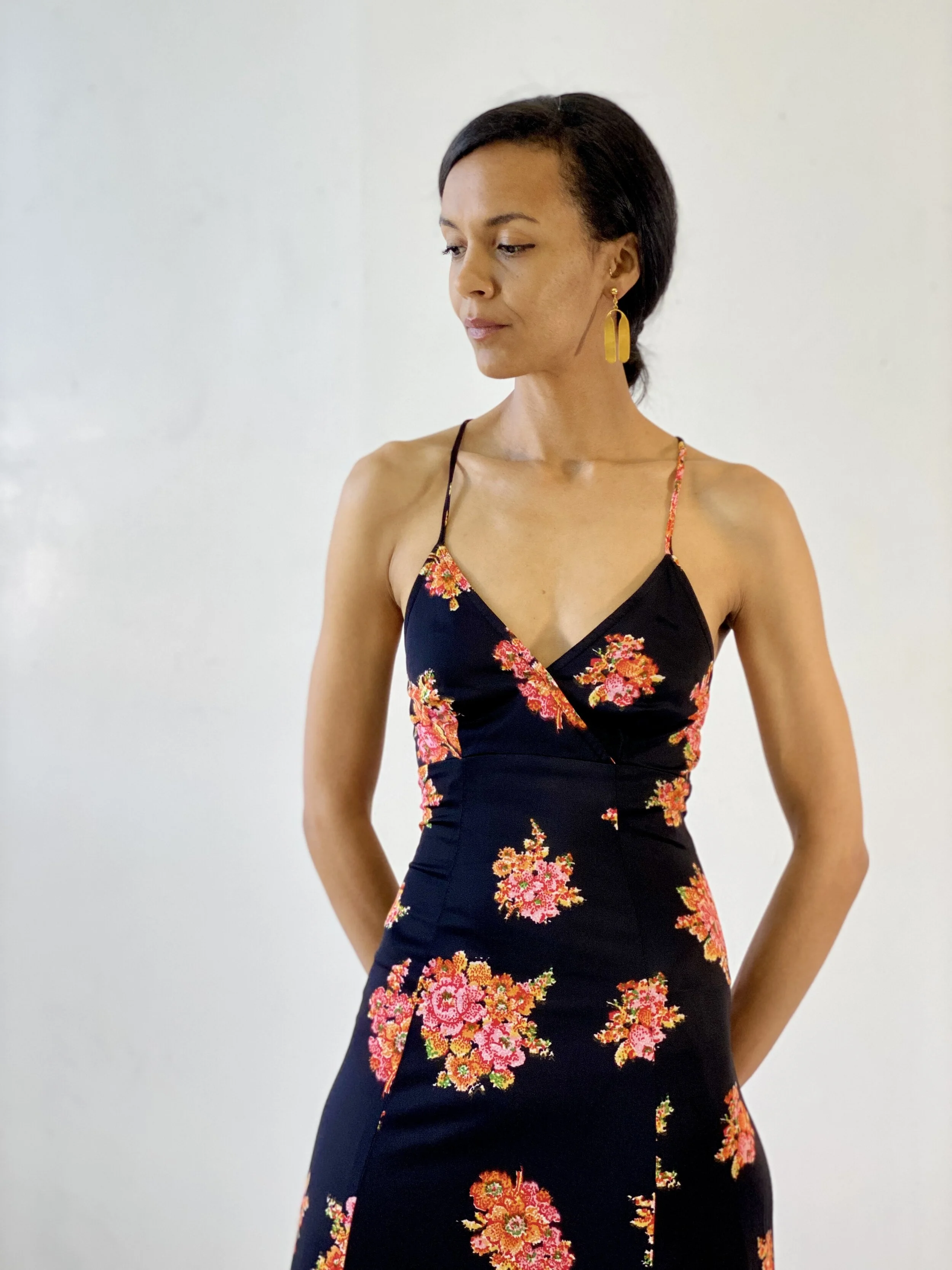Vintage Floral Halter Dress + Quilted Cropped Jacket Ensemble, Circa 1970s   portmanteau new york