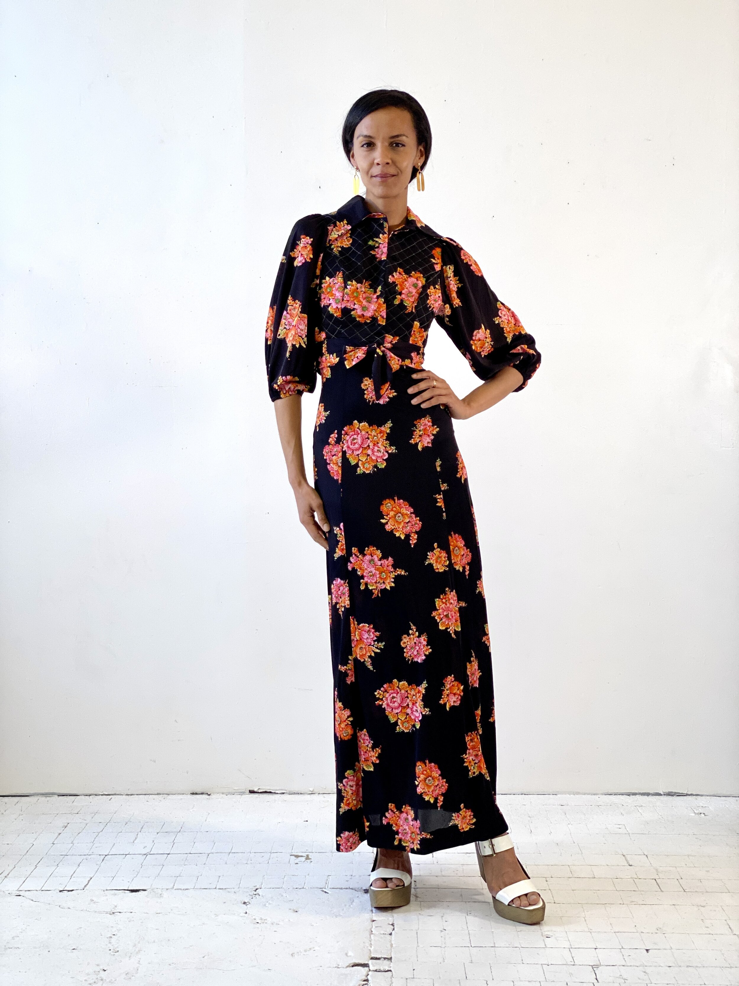 vintage floral halter dress Ivory Multi Floral Halter Maxi Dress - All Dresses