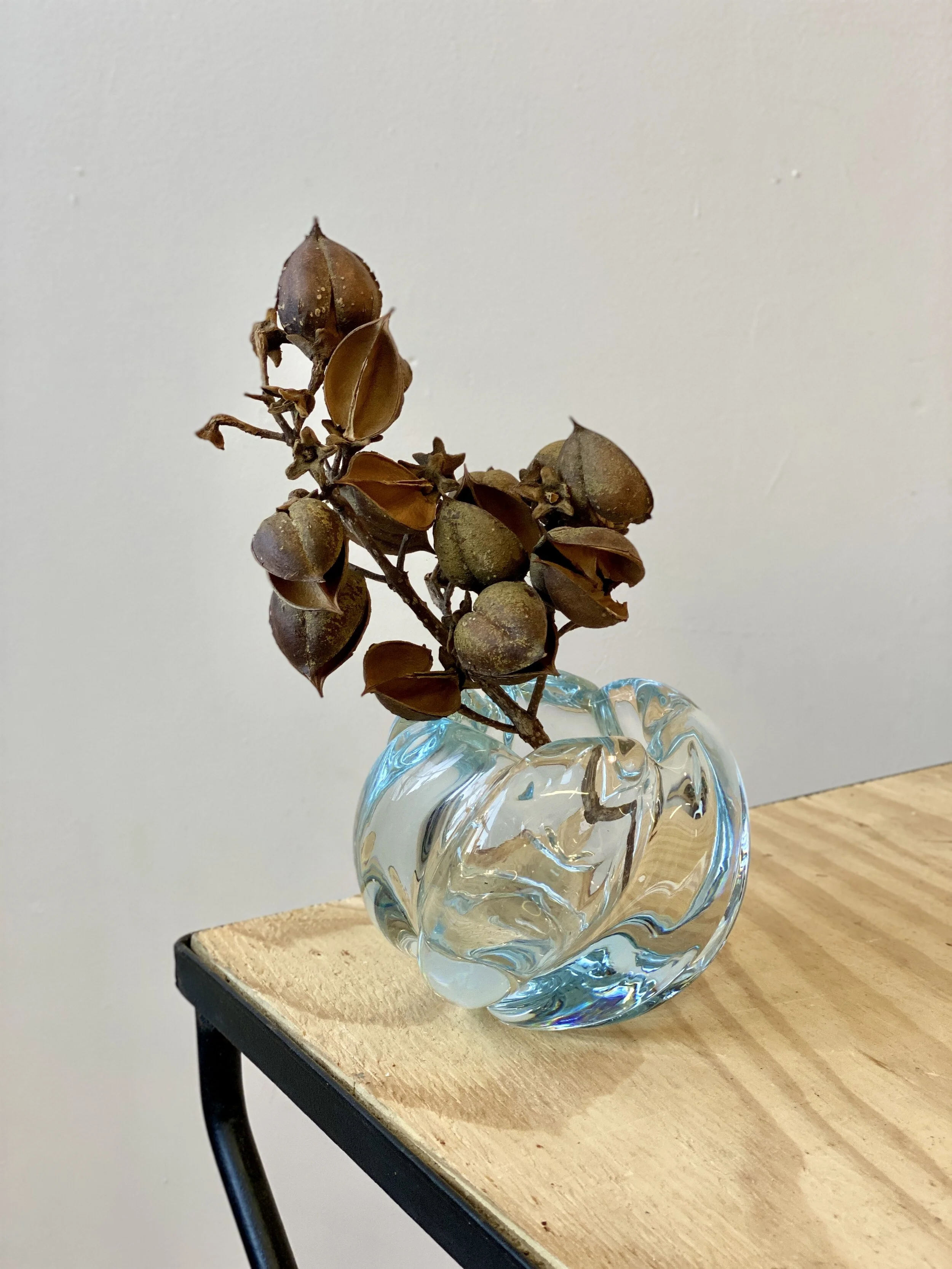 Vintage Orrefors Sweden Ice Blue Art Crystal Bowl / Vase, Circa 