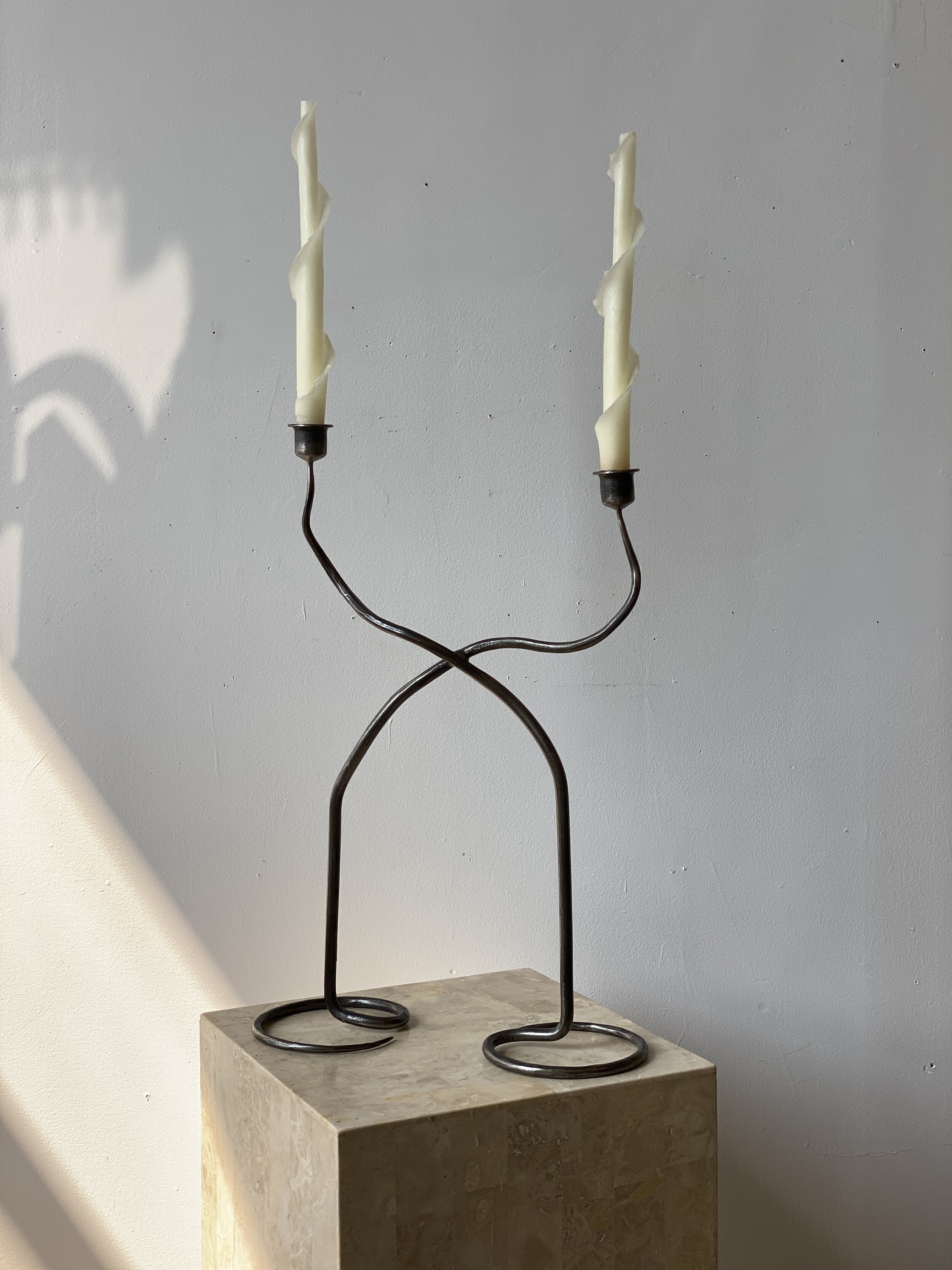 Vintage Wrought Iron Sculptural Candelabra, Circa 1990s