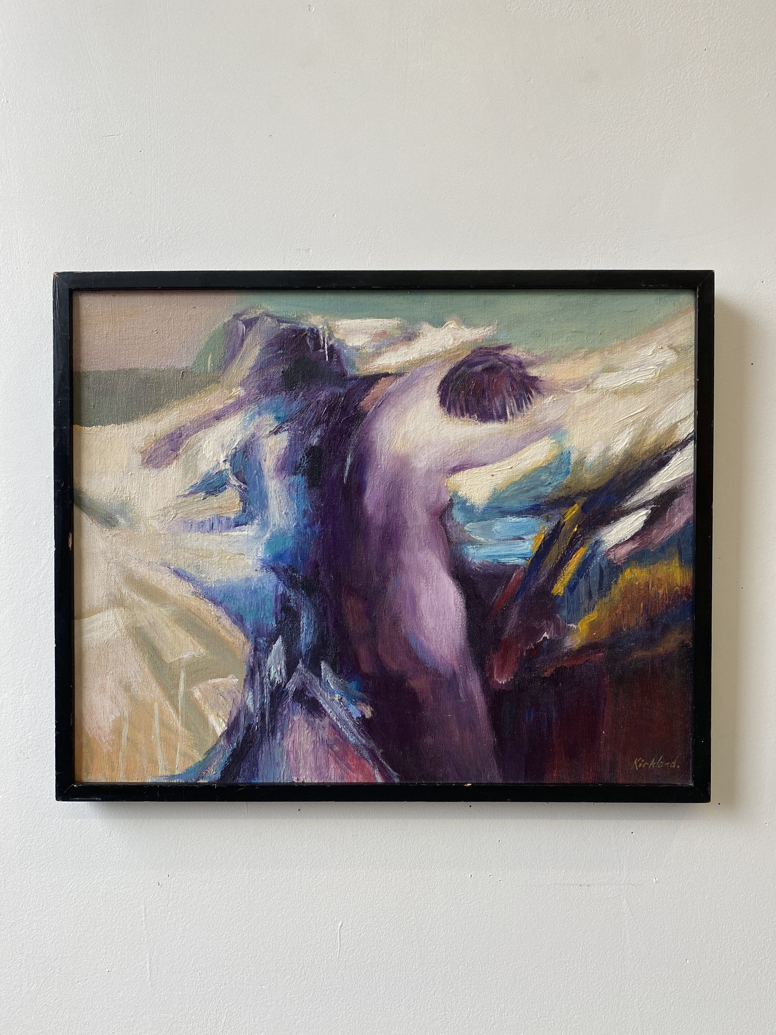 Vintage Figural Painting Signed Kirkland, Circa 1970s