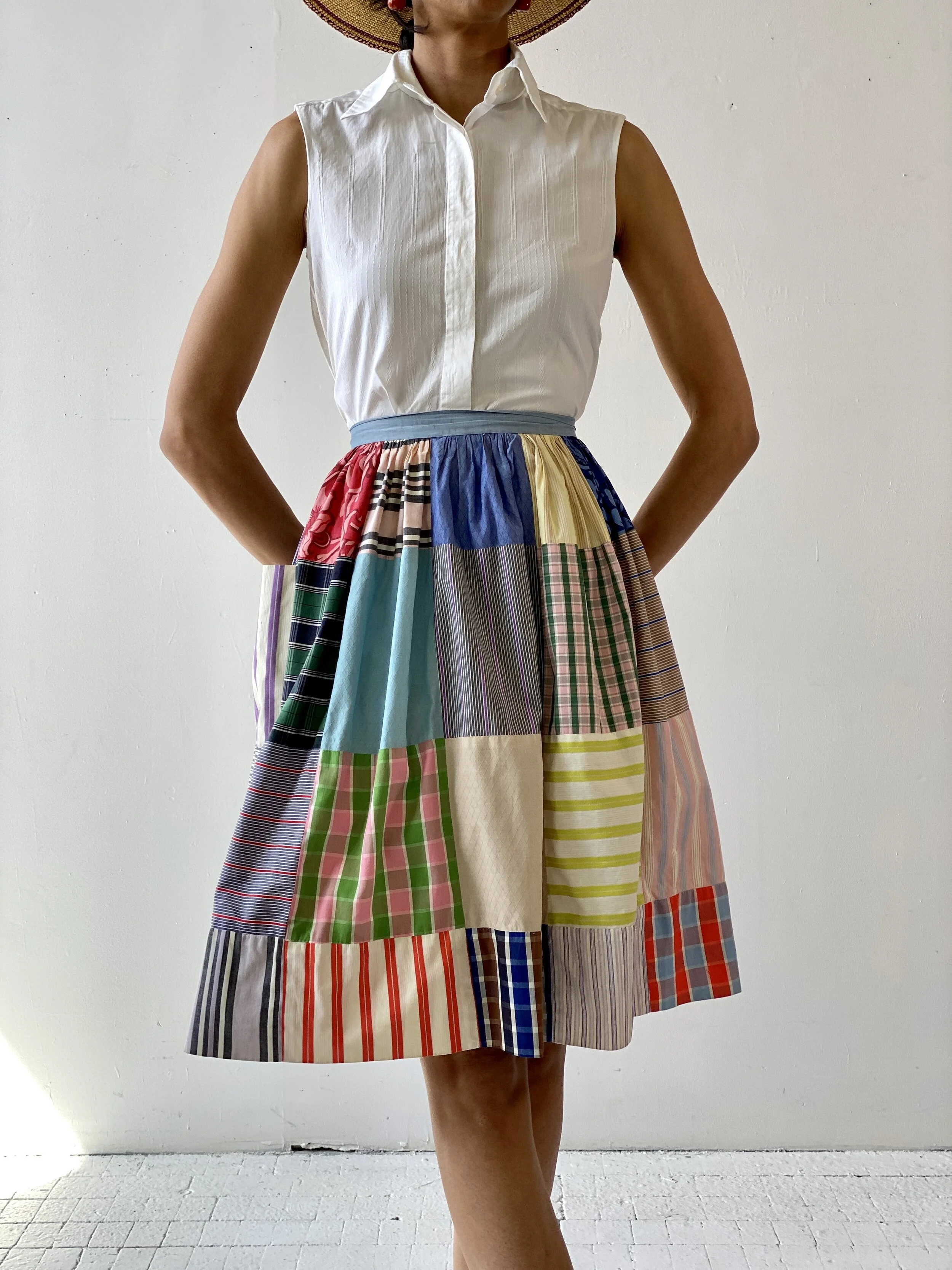 Vintage Handmade Patchwork Dirndl Skirt, Circa 1940s — portmanteau 