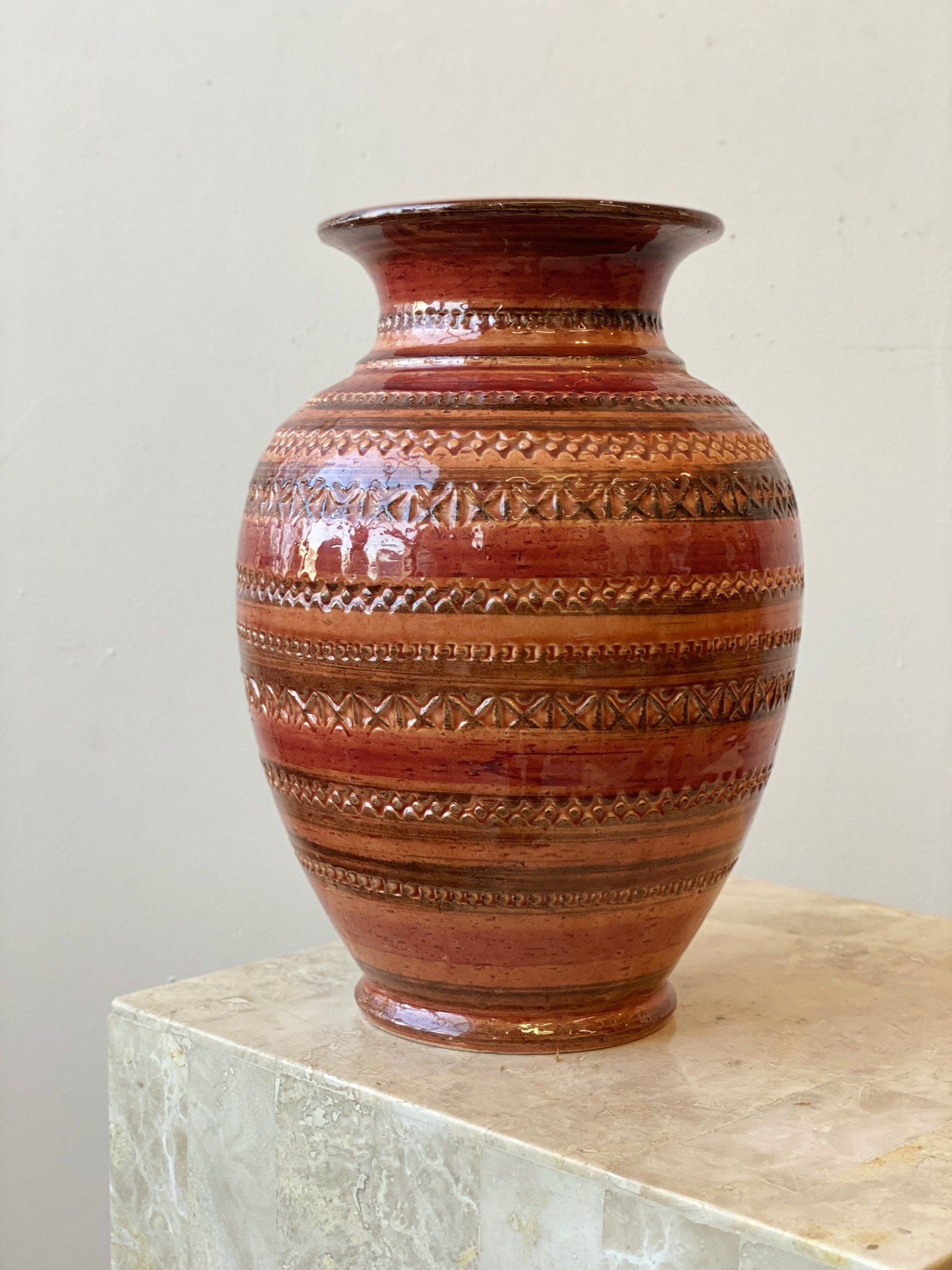 Vintage Rare Aldo Londi for Bitossi Rimini Rosso Vase, circa 1960s