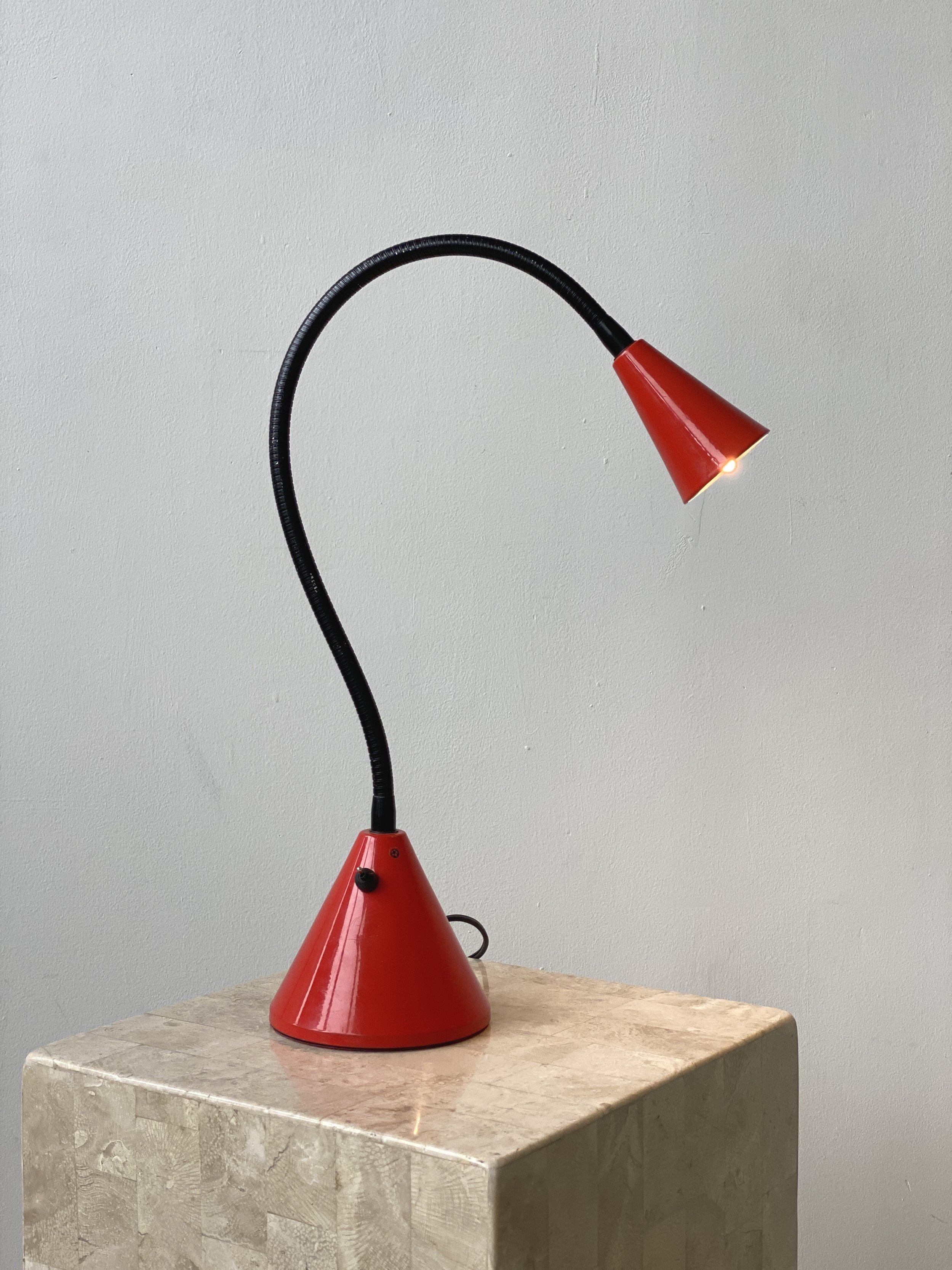Alsy 1970s Red Goose Neck Lamp Mcm Mid Century Modern Pop Enamel