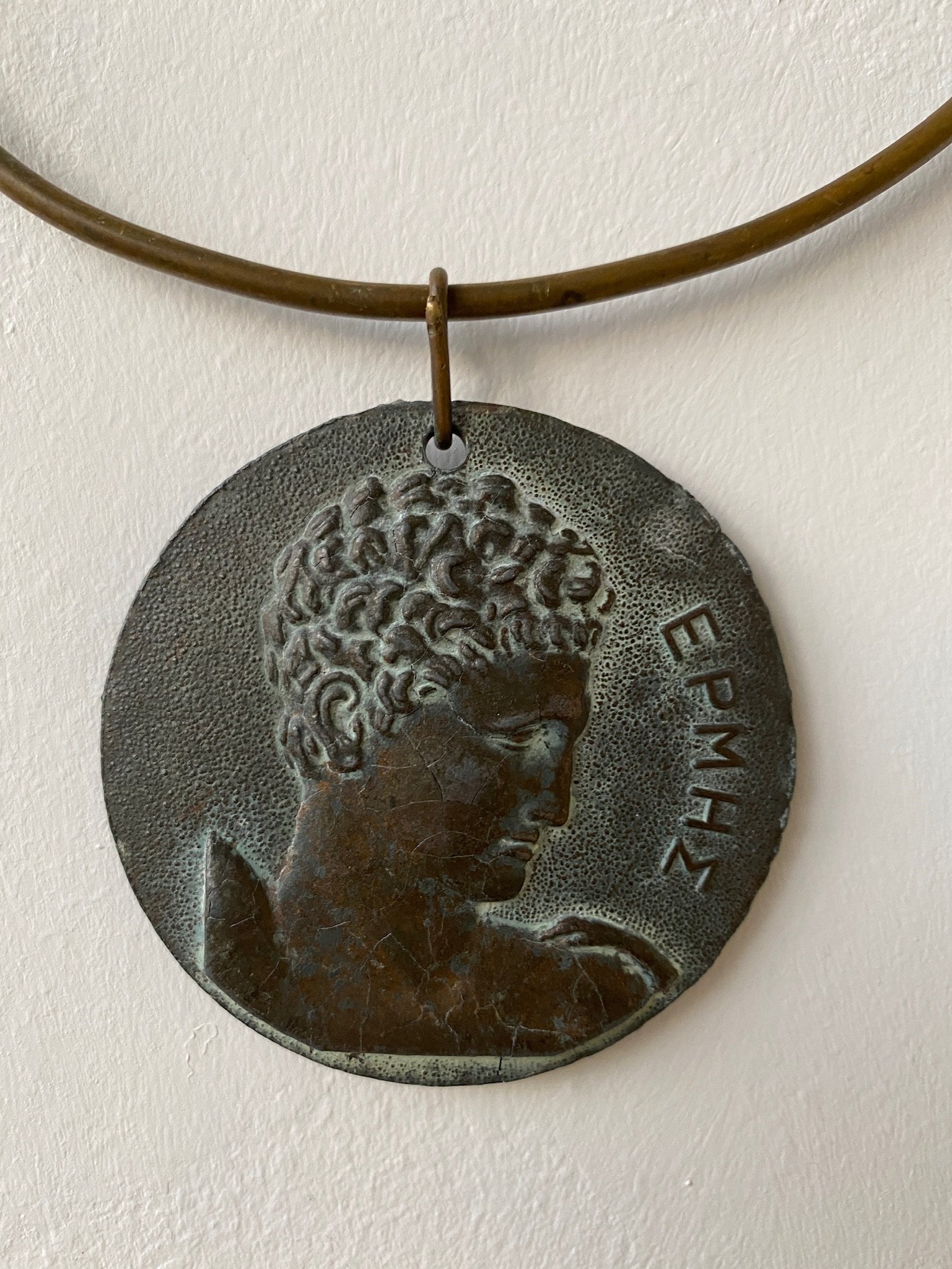 Hermes Curiosite Pendant Necklace Metal and Lizard at 1stDibs
