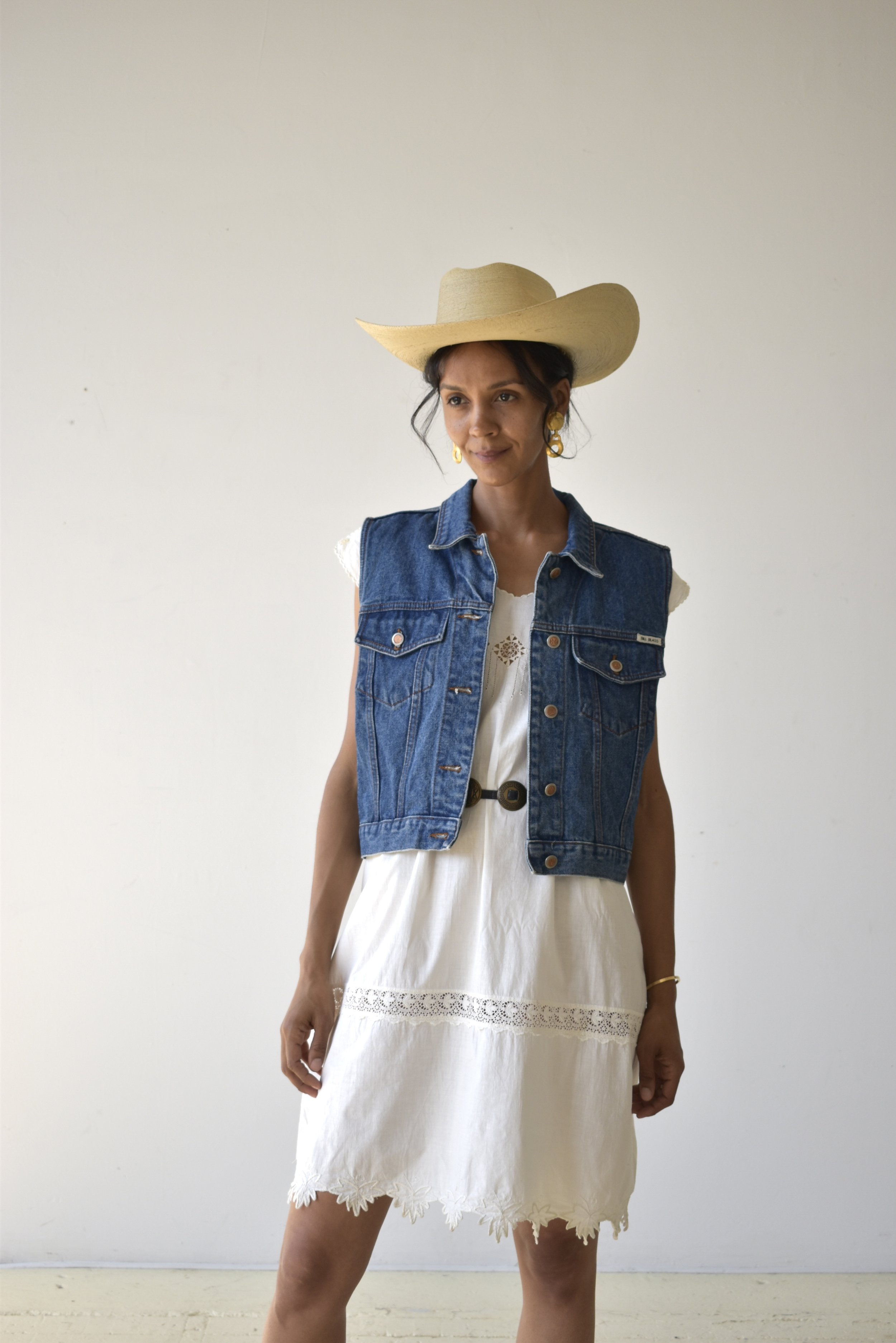 Vintage Bill Blass Denim Button Front Vest, Circa 1990s 