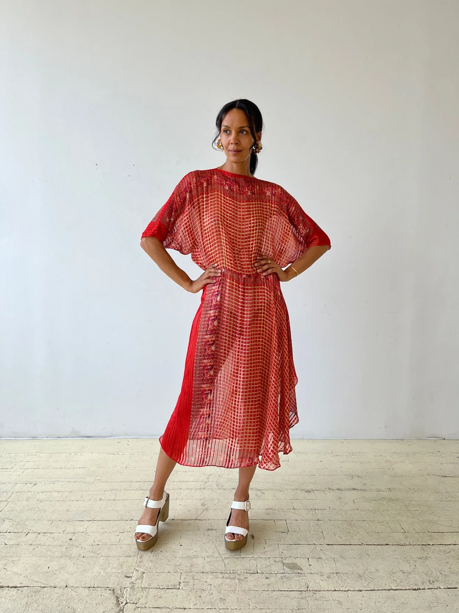 bohemian handkerchief dress Vintage Silk Farm Bohemian Handkerchief Dress, Circa 1980s — portmanteau  new york