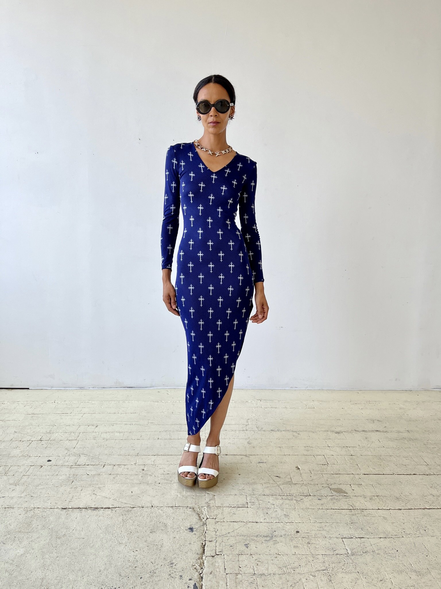 VERSUS Gianni Versace 1995s All-over Pattern Line Swing Top
